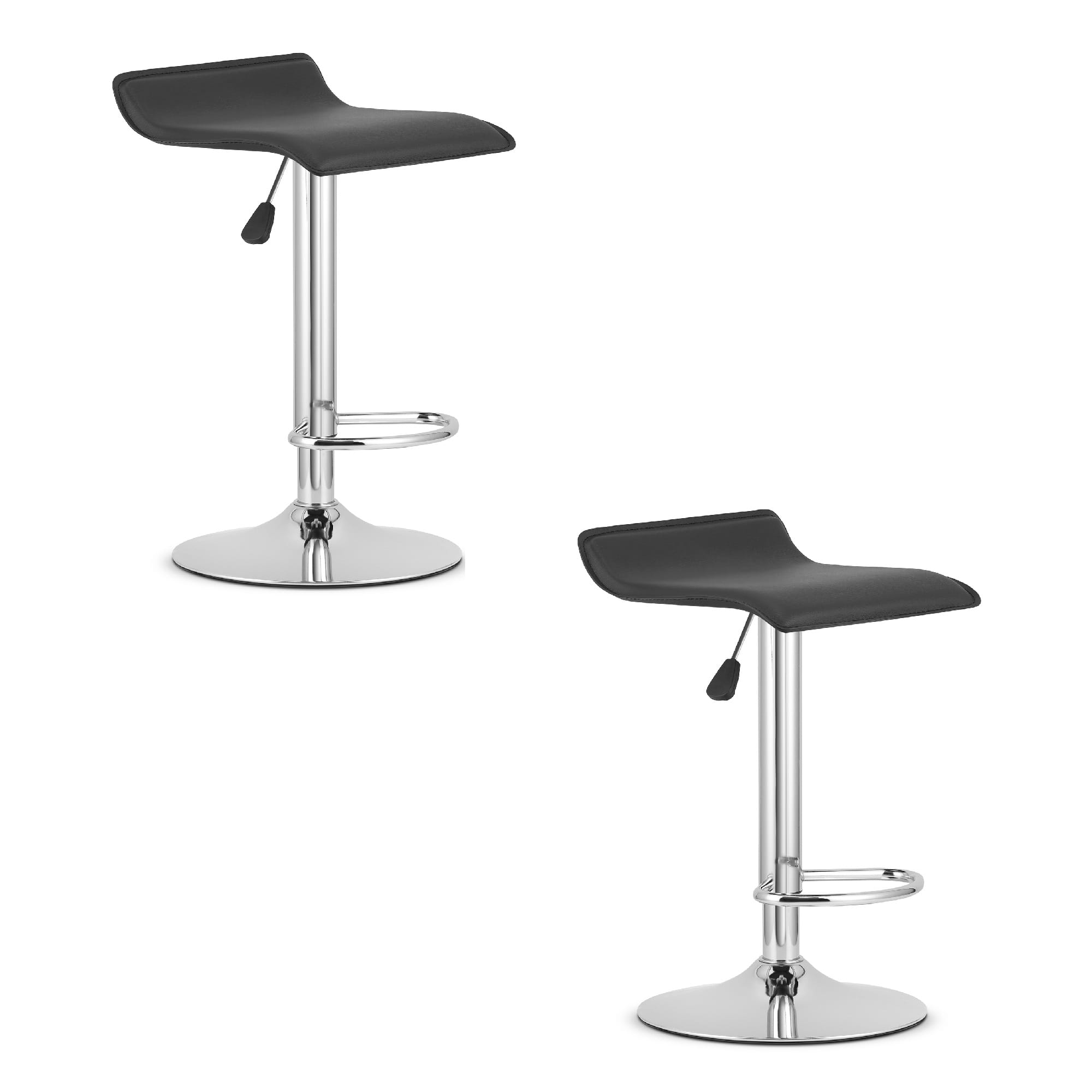 2x Barhocker FORT in Schwarz, Kunstleder, Chromfuß