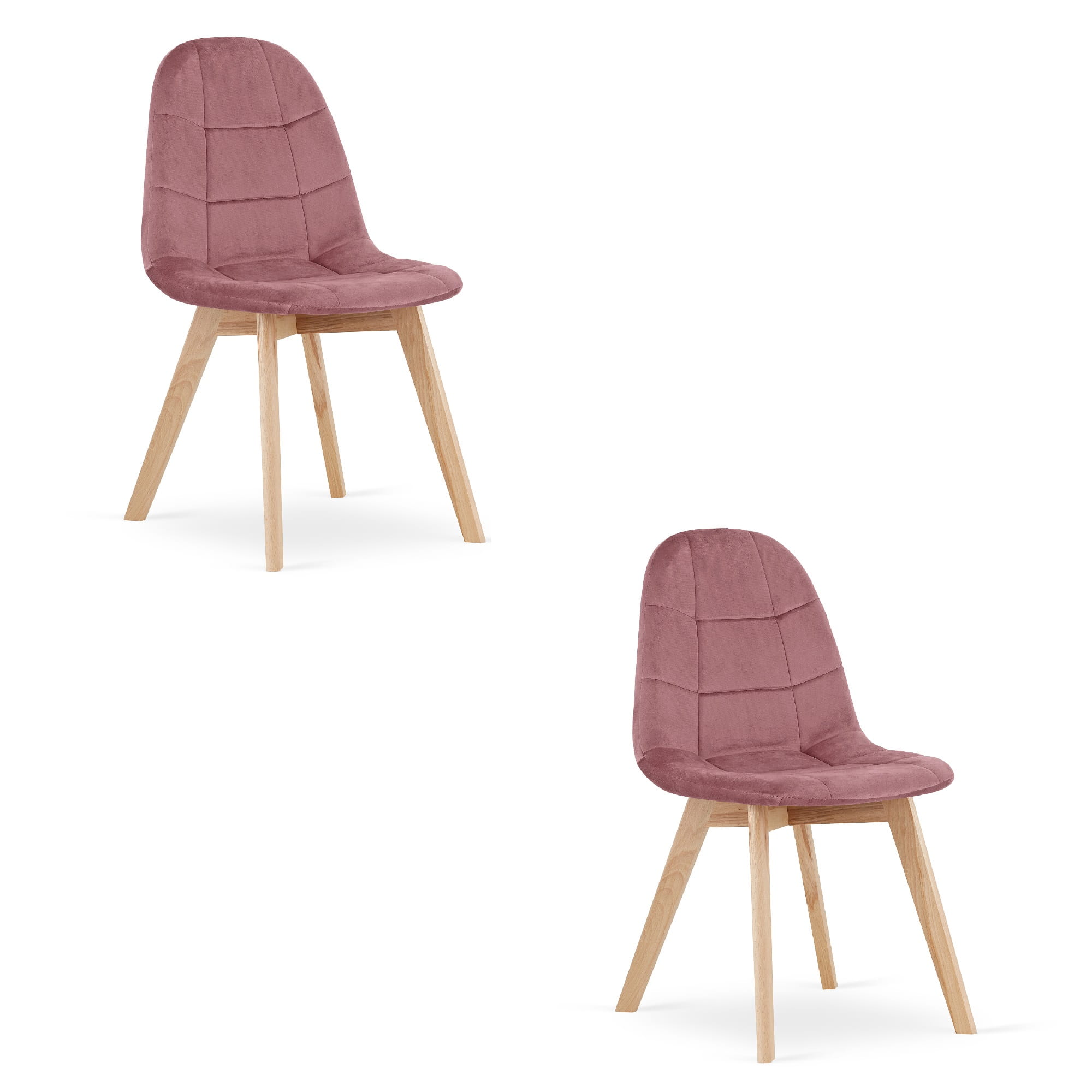 2er-Set Stuhl BORA in dunkelrosa Velours