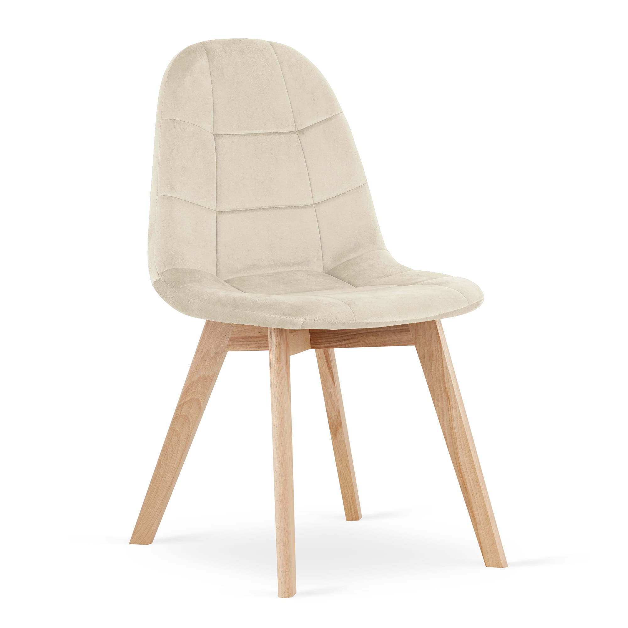 Stuhl BORA in Beige mit Samtbezug