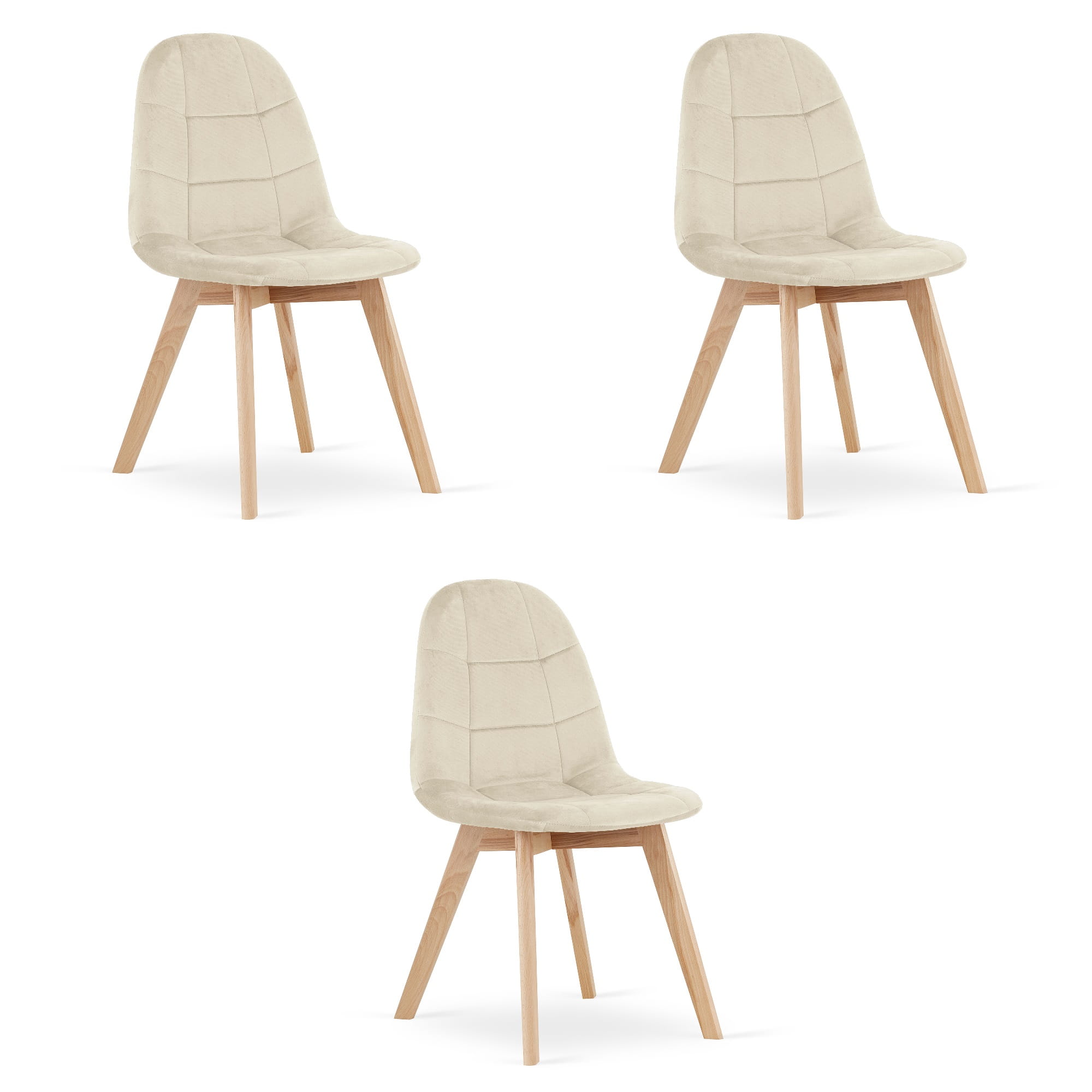 3x Stuhl BORA in Beige aus Velours
