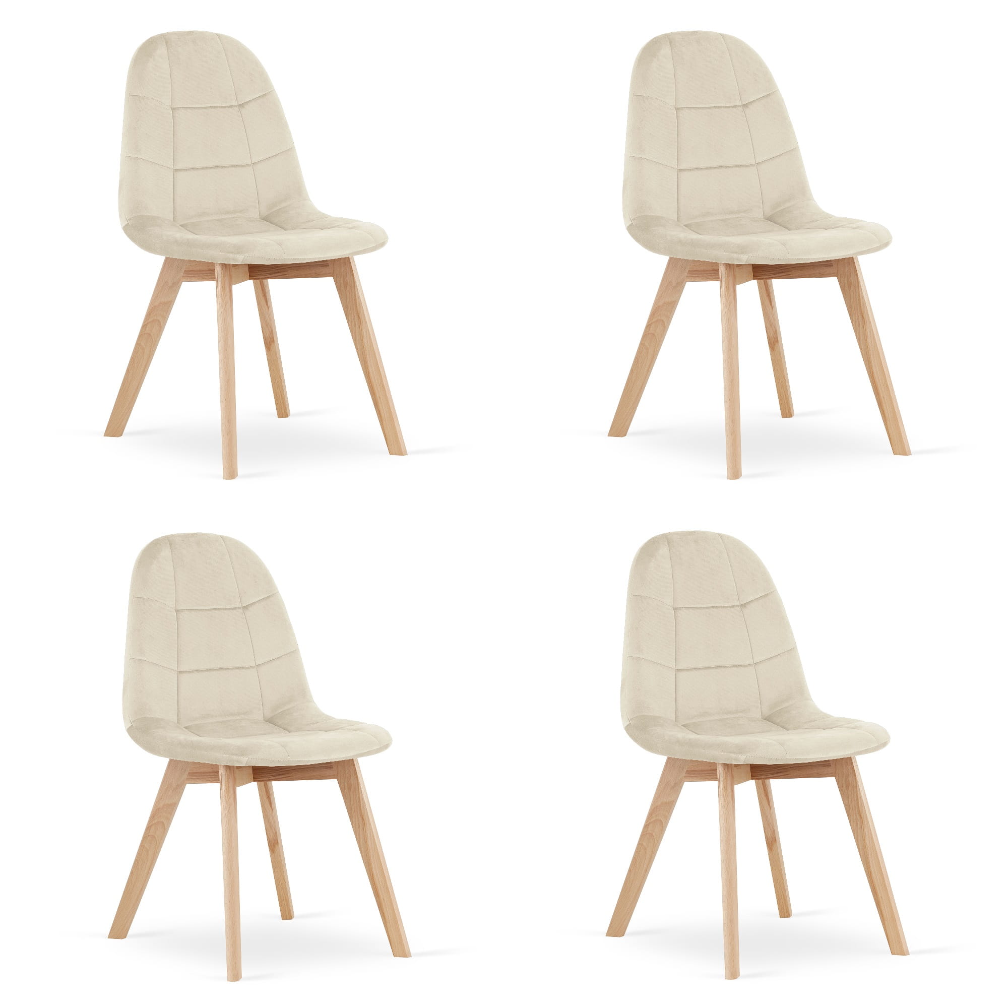 4er-Set Stuhl BORA in Beige aus Velours