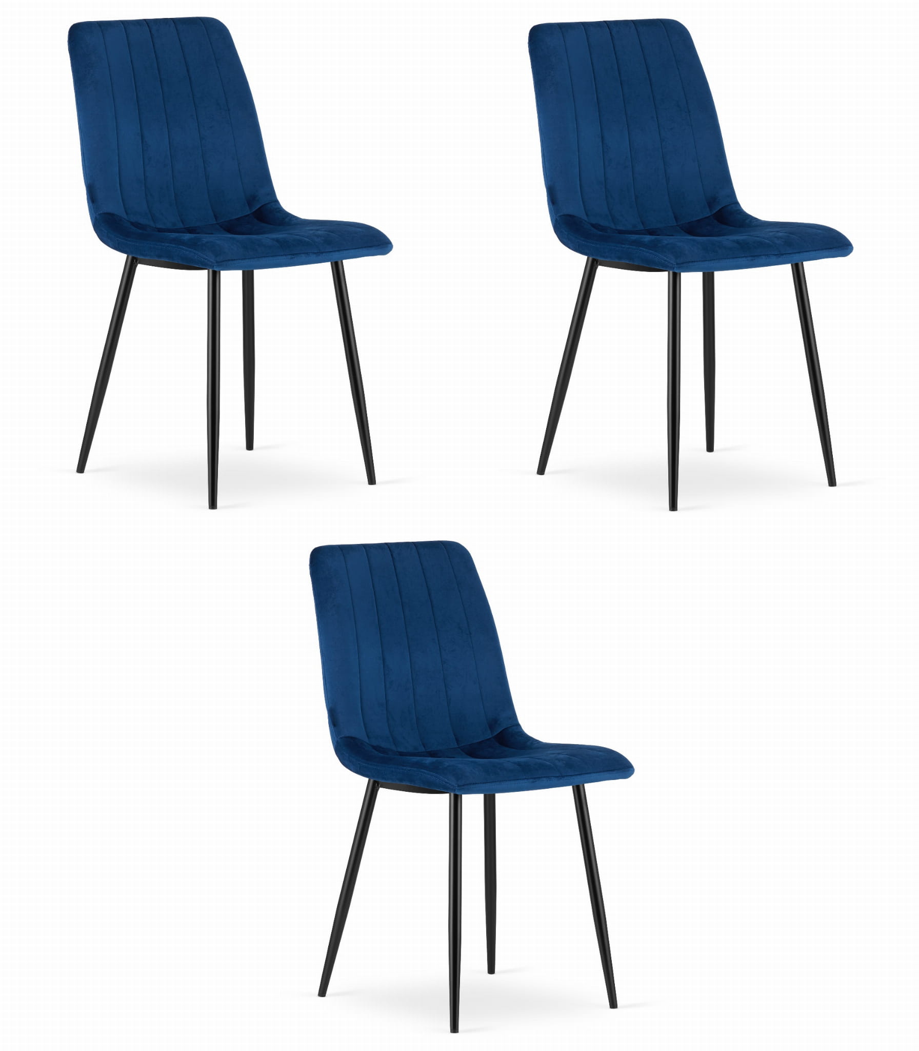 3er-Set Stuhl LAVA in Navy-Samt