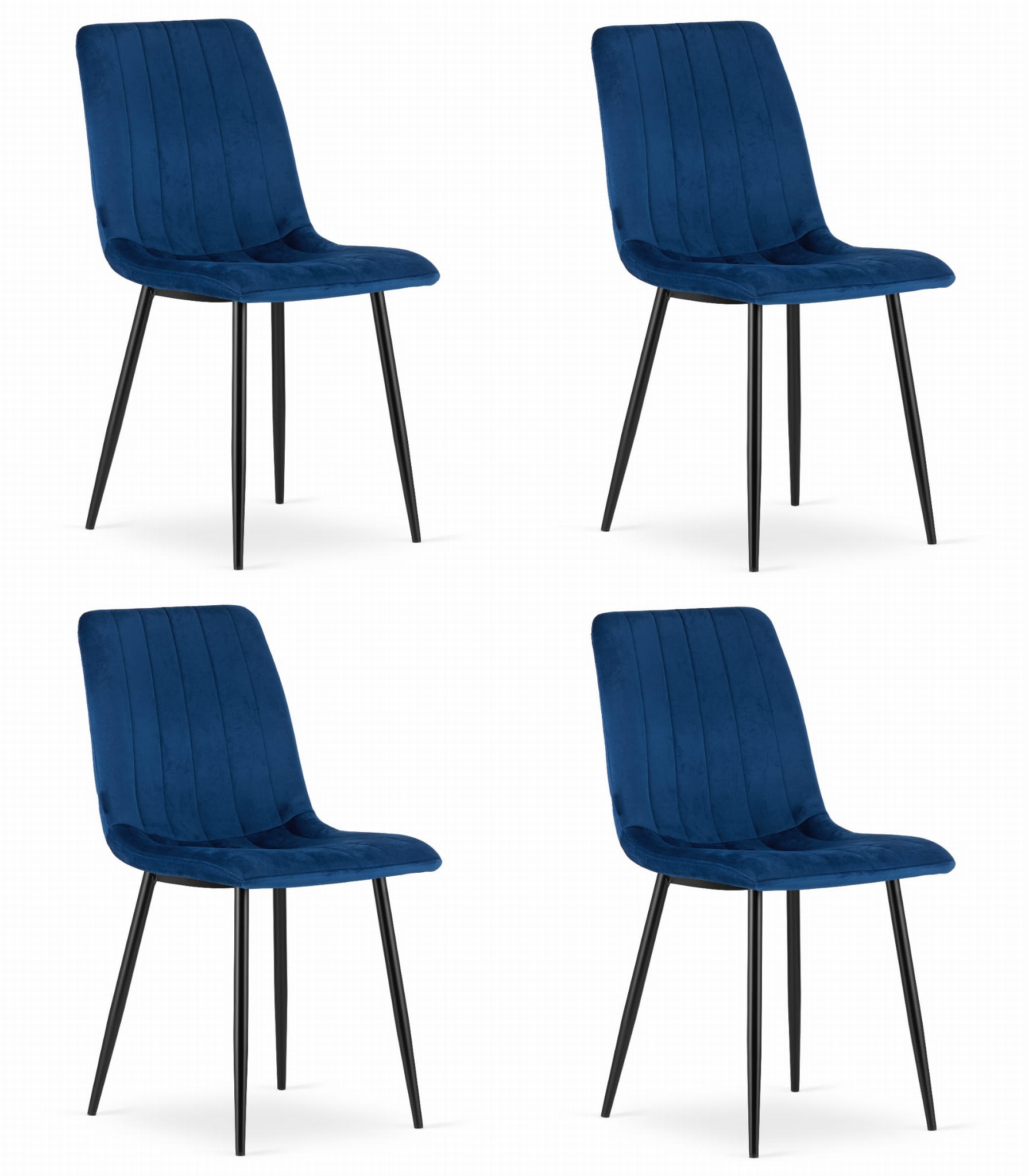 4er-Set Stuhl LAVA in Navy-Samt