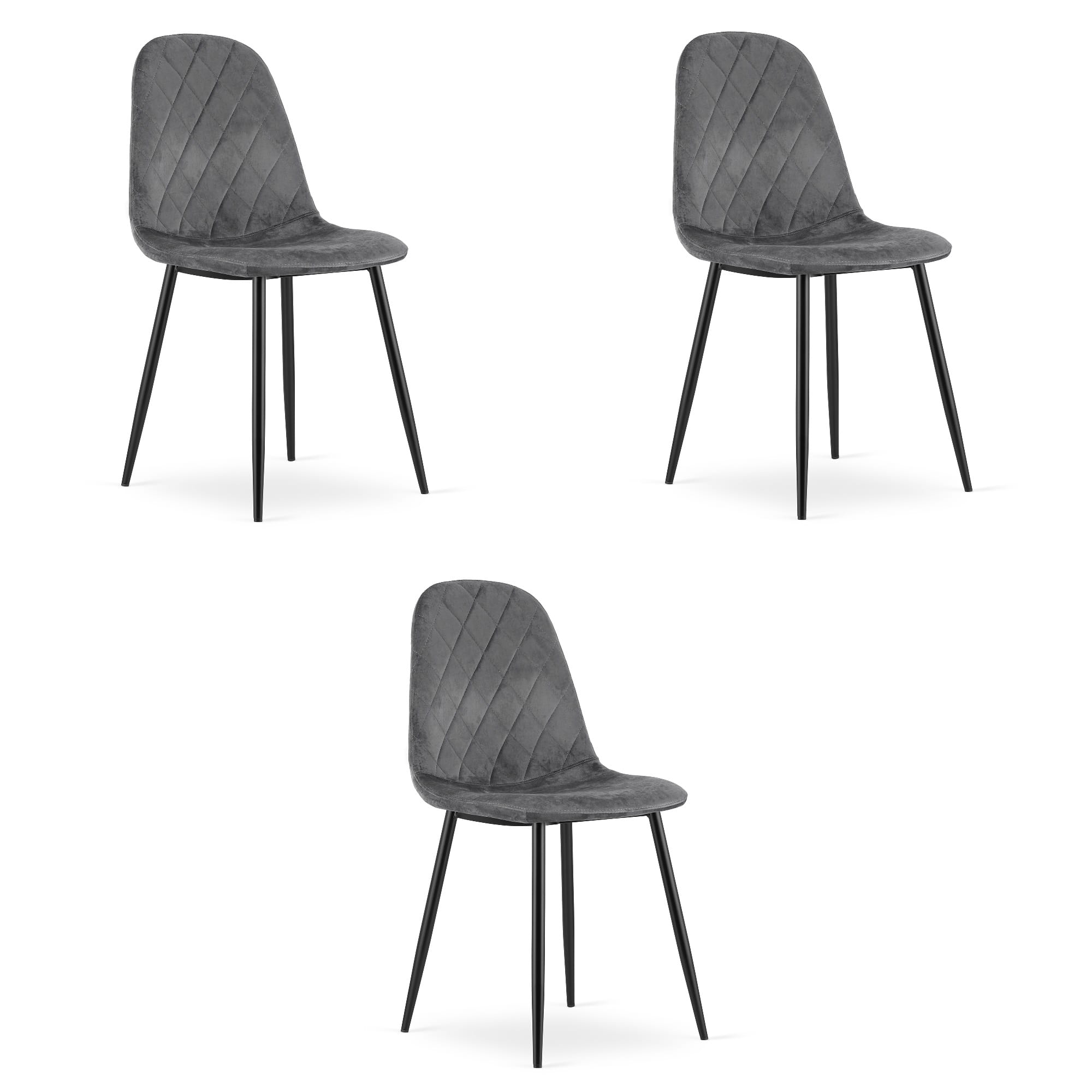 3x Stuhl ASTI in dunkelgrauem Samt