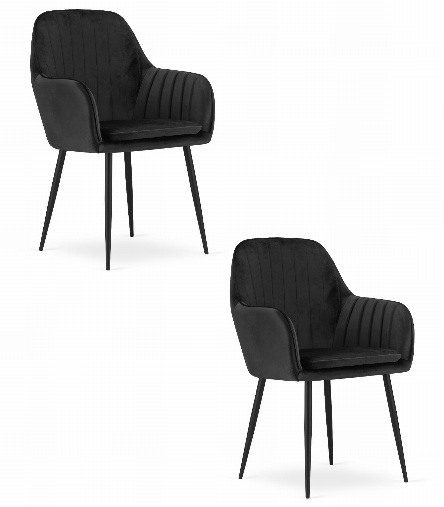 2er-Set Stuhl LUGO in Schwarz, Samt, schwarze Beine