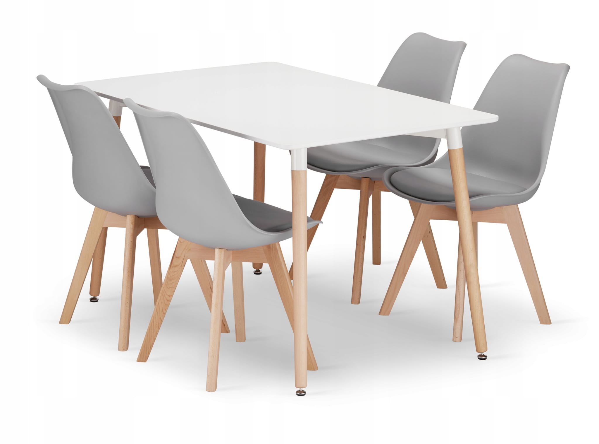 Esstisch-Set ADRIA 120x80 cm weiß mit 4 Stühlen MARK grau
