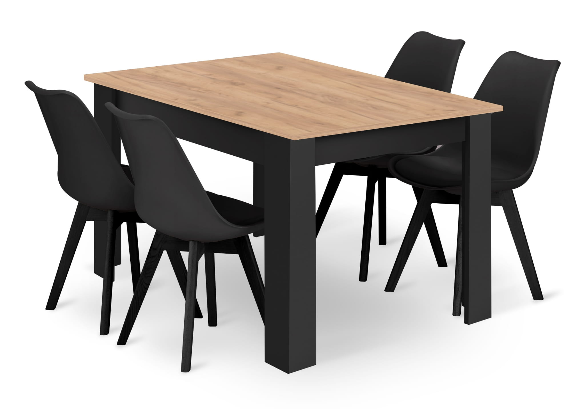 Esstisch-Set 120x80 cm Craft mit 4 Stühlen MARK schwarz
