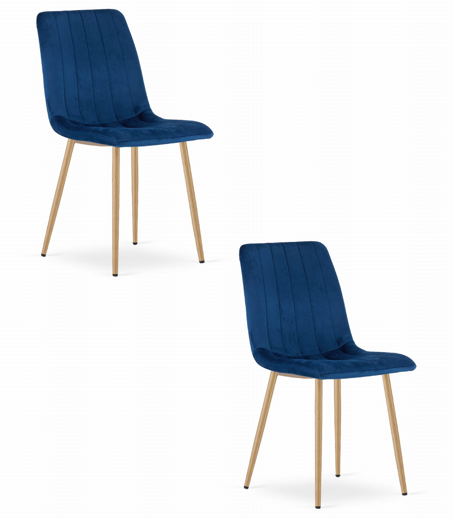 2x Stuhl LAVA in Navy-Samt, Beine holzfarben