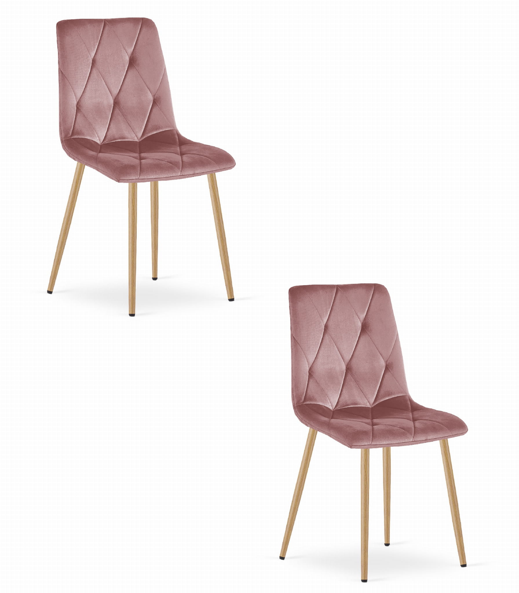 2x Stuhl LIBRA in rosa Samt, Beine in Holzoptik