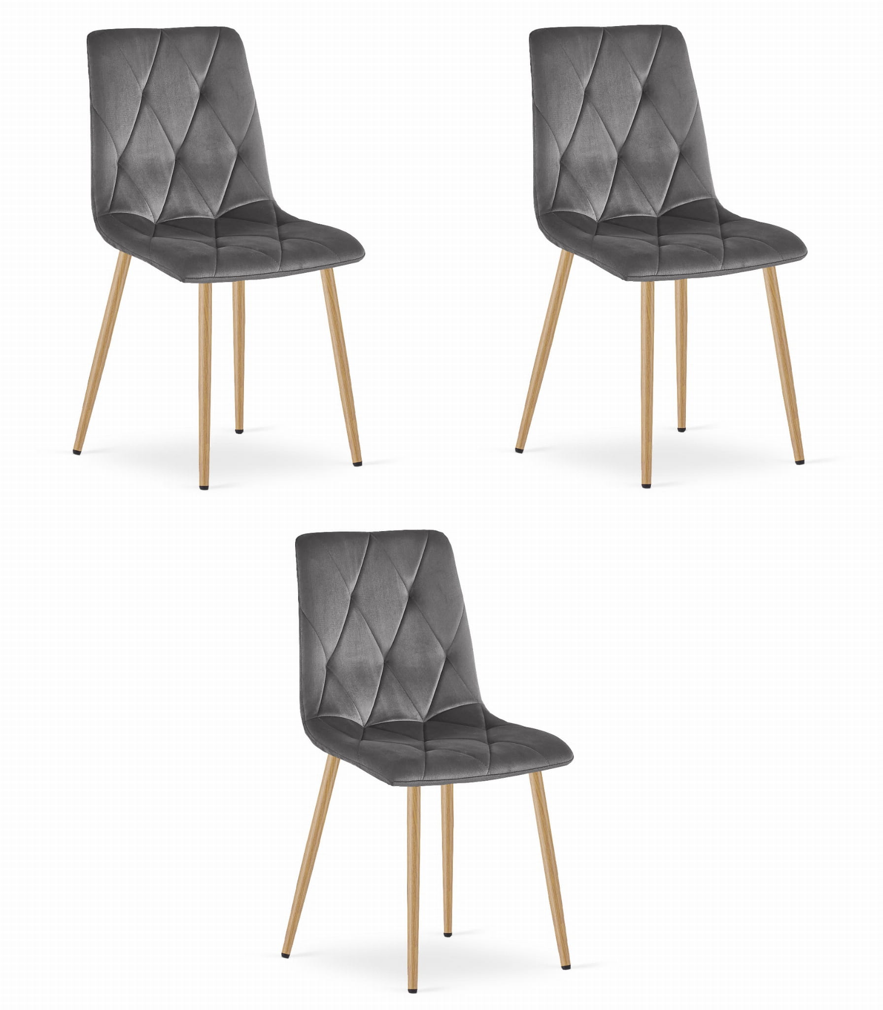 Stuhl LIBRA 3er-Set in dunkelgrauem Samt