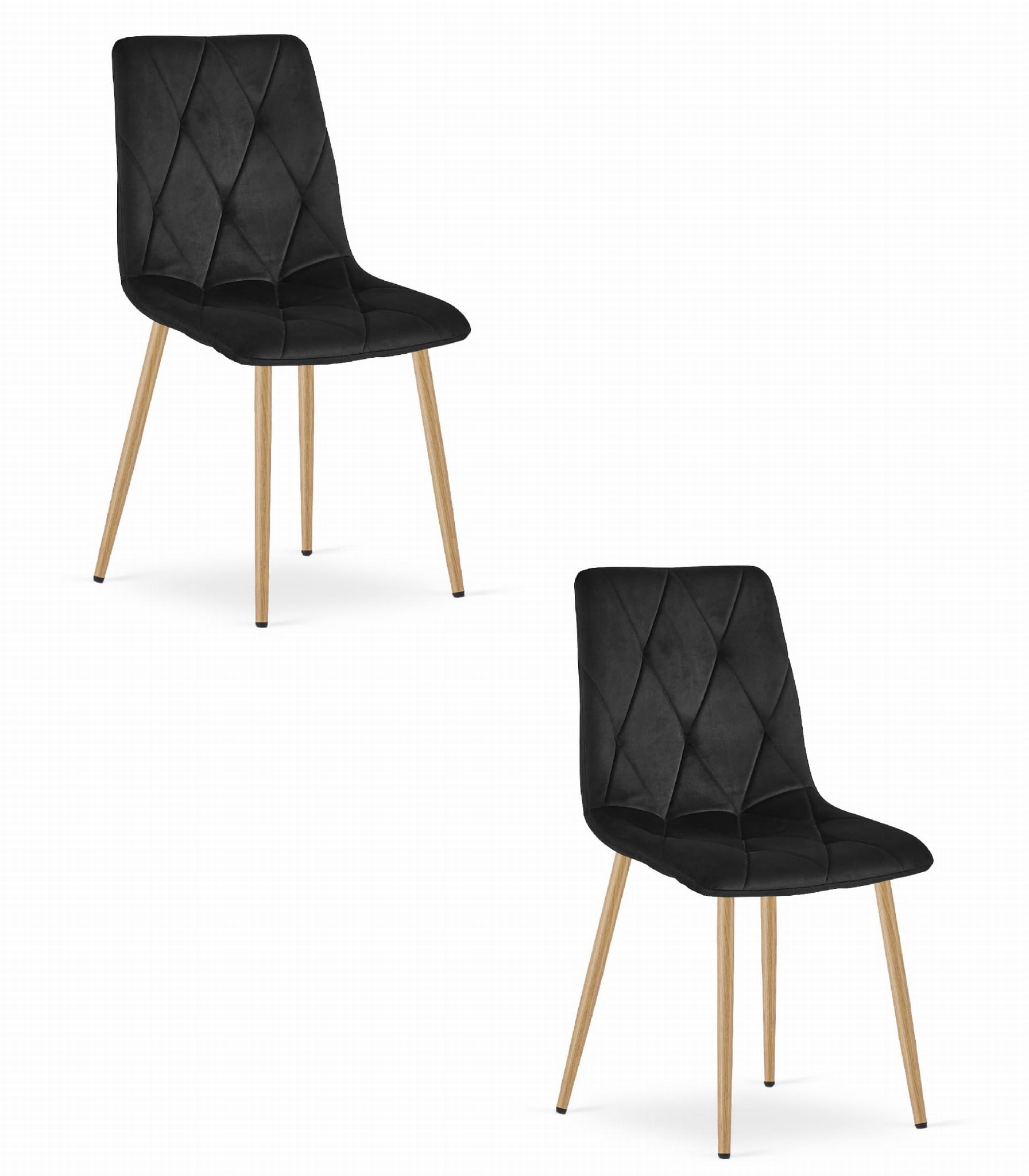 2er-Set Stuhl LIBRA in schwarzem Samt, Beine Holzoptik