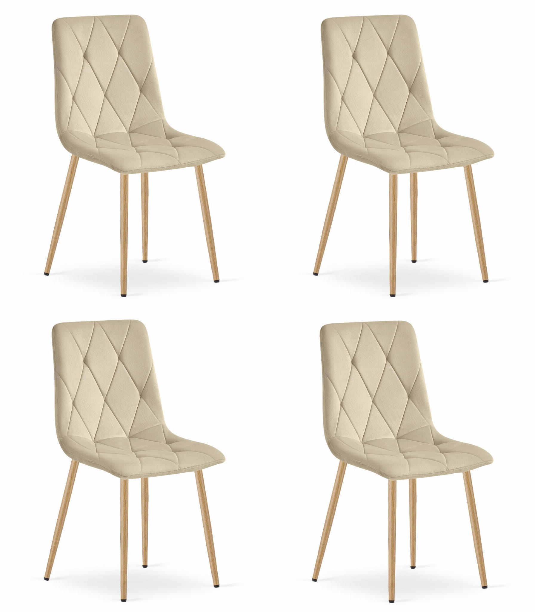 4er-Set Stuhl LIBRA in Hellbeige mit Holzoptik-Beinen