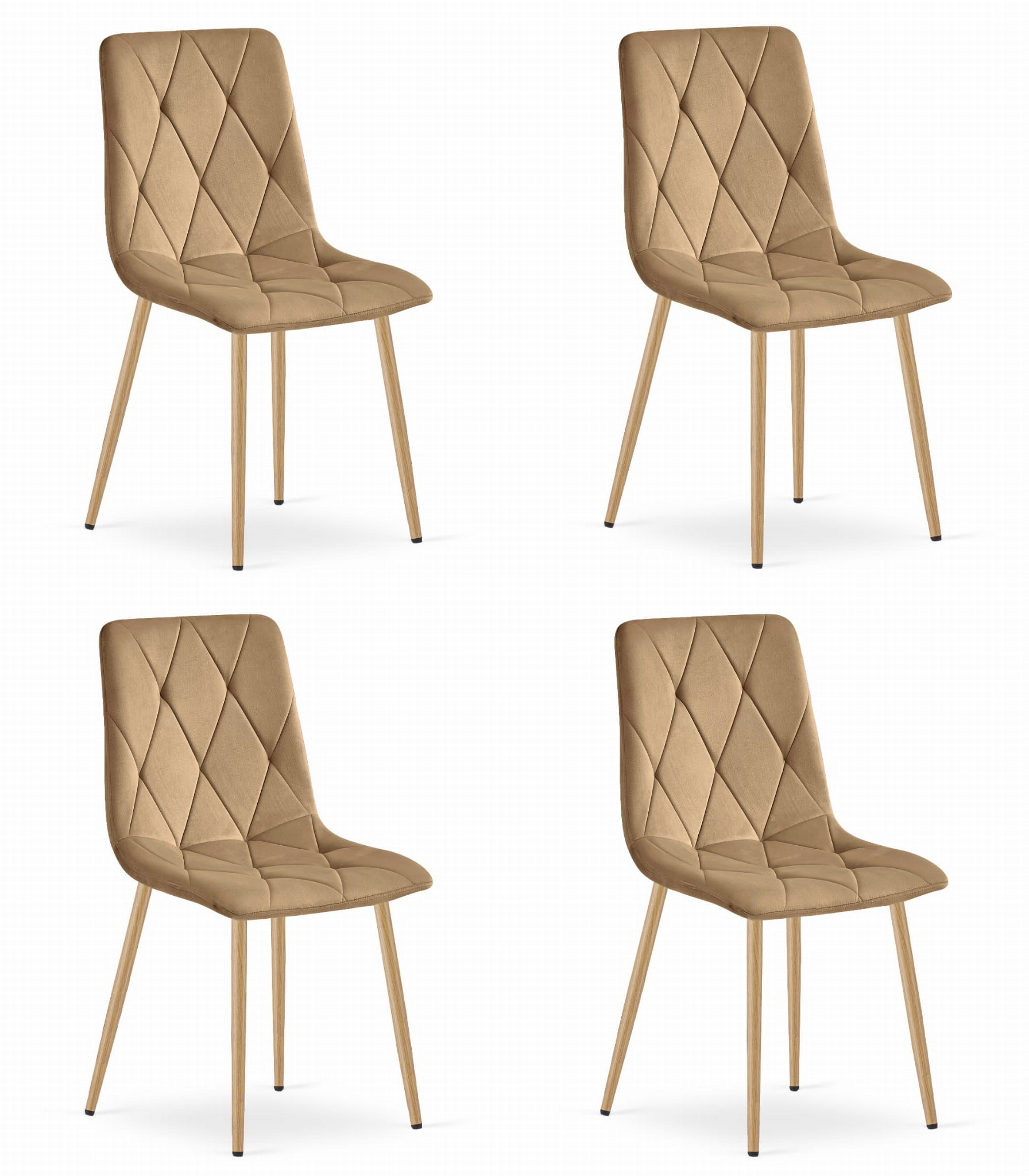 4er-Set Stuhl LIBRA in Braun mit Beinen in Holzoptik