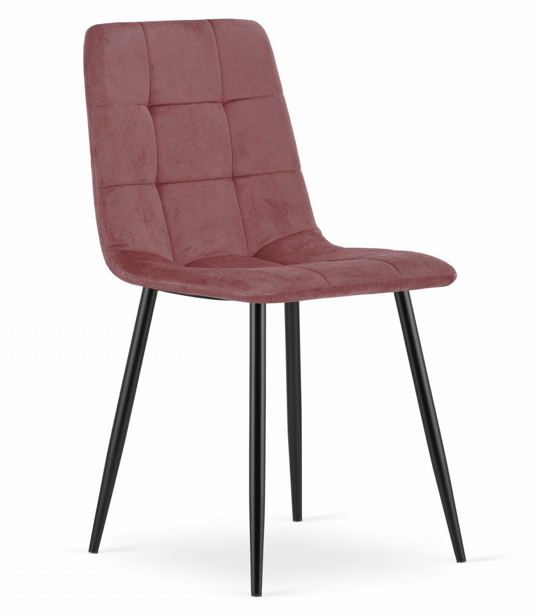 Stuhl KARA in Rosa aus Samt mit schwarzen Beinen