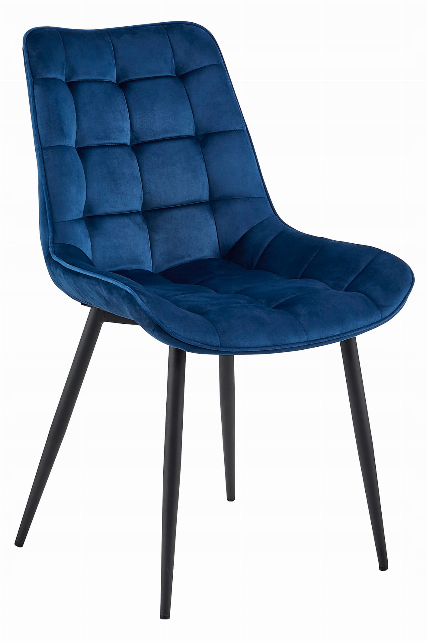 Stuhl BERA in Navy-Samt mit schwarzen Beinen