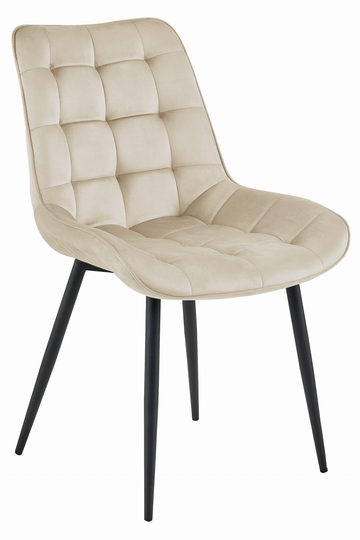 Stuhl BERA in Beige aus Samt mit schwarzen Beinen
