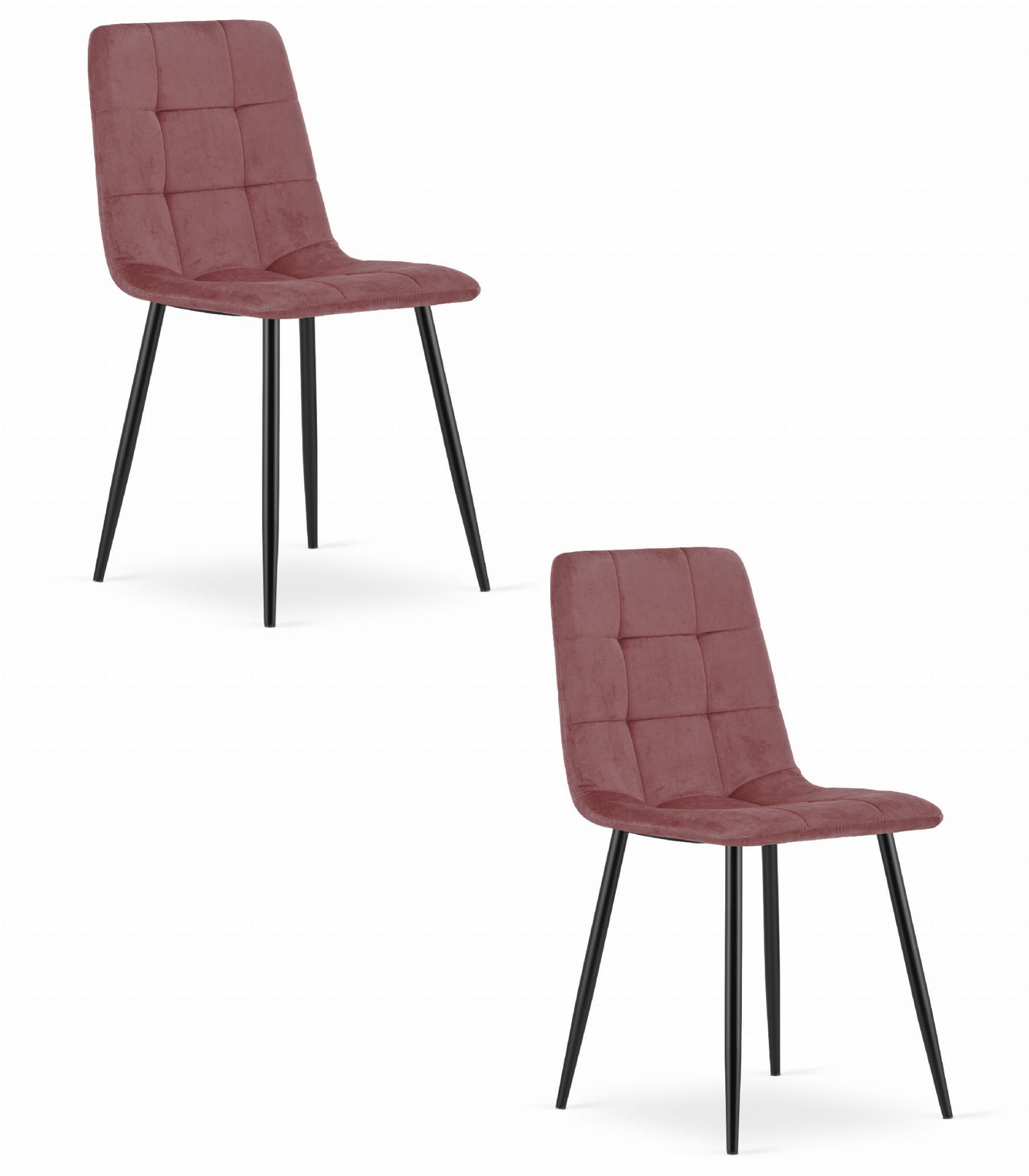 2er-Set Stuhl KARA in Dunkelrosa mit schwarzen Beinen