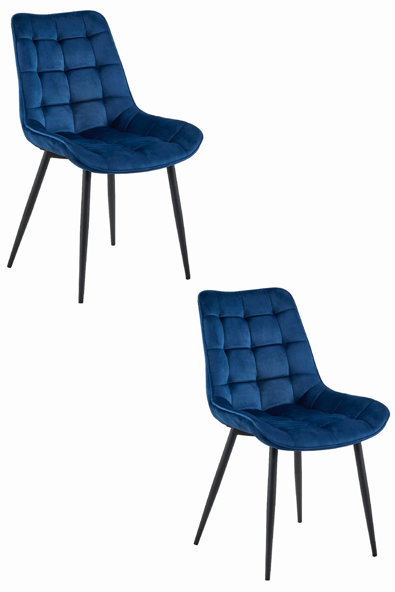 2er-Set Stuhl BERA in Navy-Velours, Beine schwarz