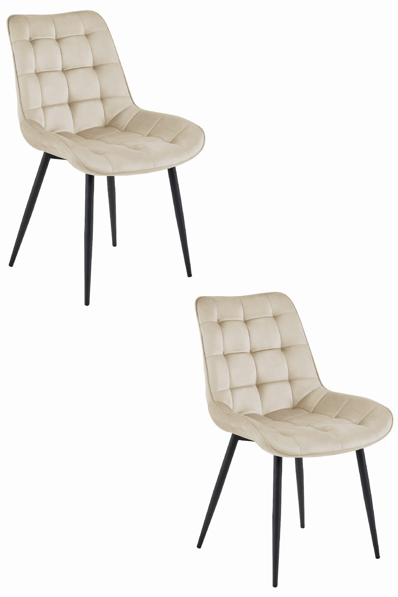 2er-Set Stuhl BERA in Beige mit schwarzen Beinen
