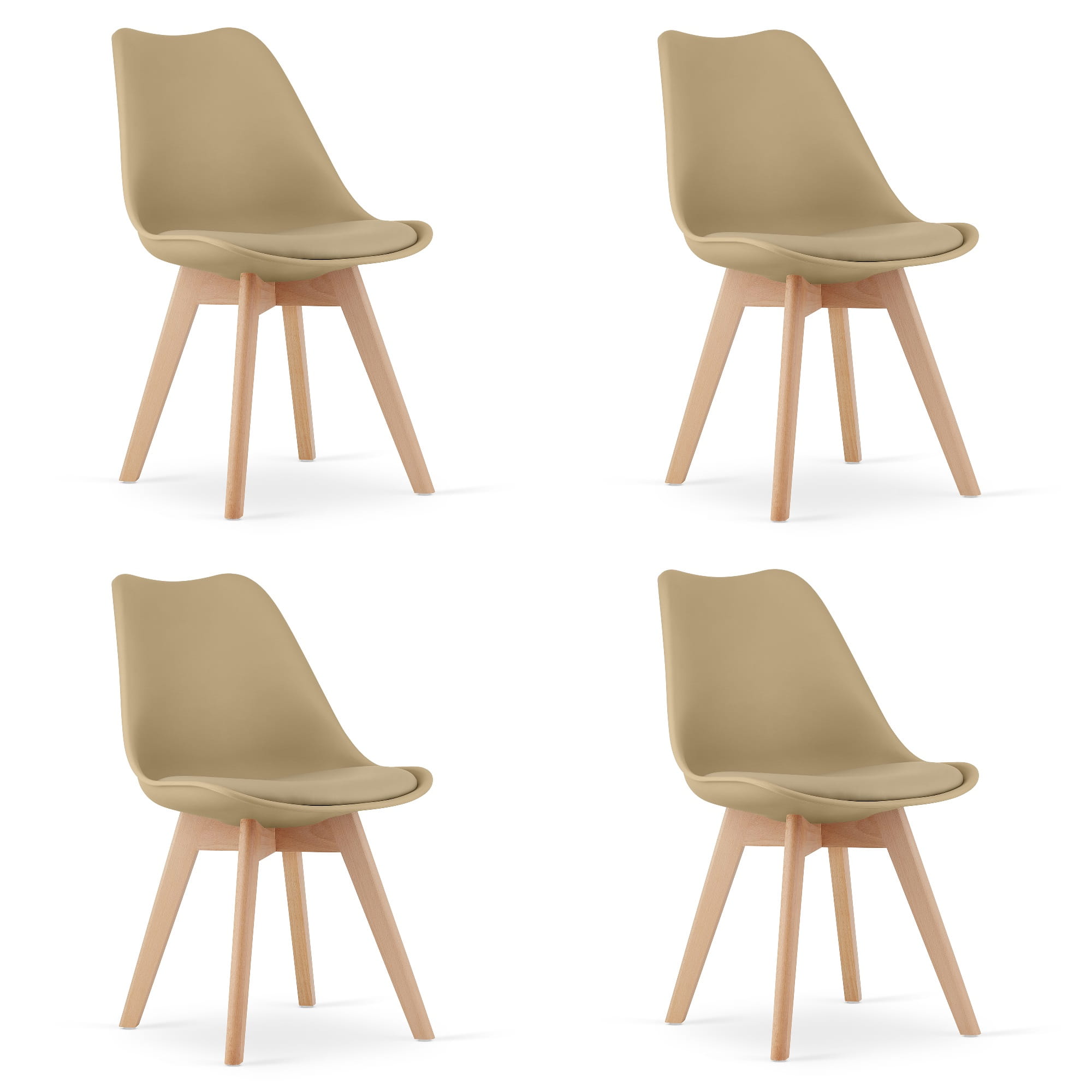 4er-Set Stuhl MARK in dunklem Beige mit Buchenbeinen