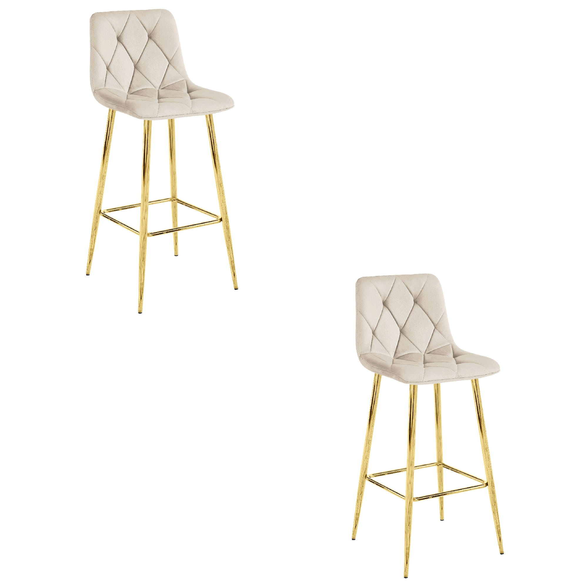 2er-Set Barhocker NADO in Beige mit goldenen Beinen
