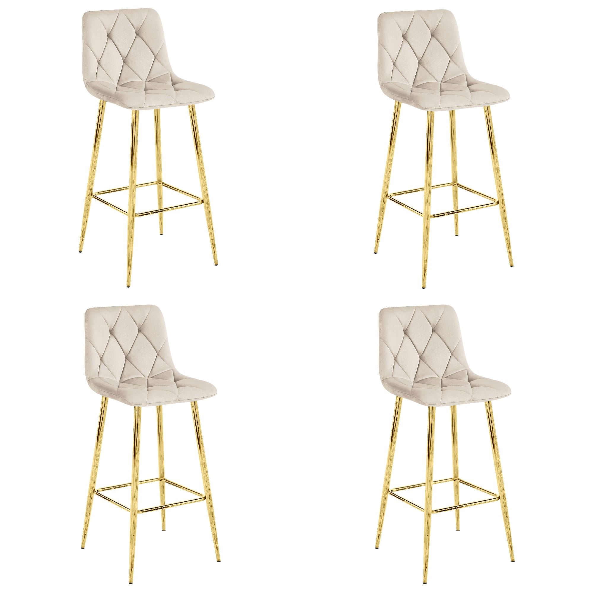 4er-Set Barhocker NADO in Beige mit goldenen Beinen
