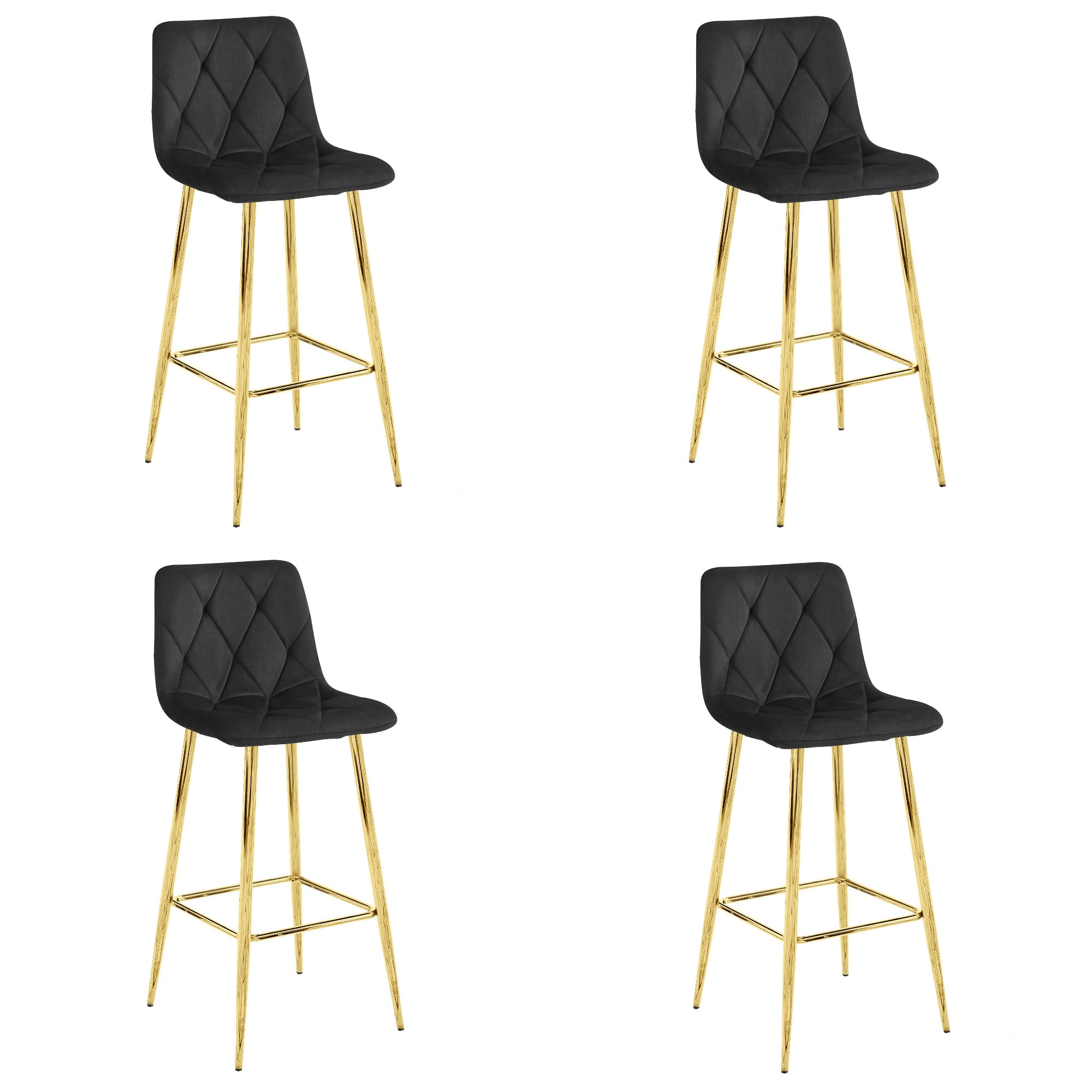 4er Set Barhocker NADO in Schwarz mit goldenen Beinen
