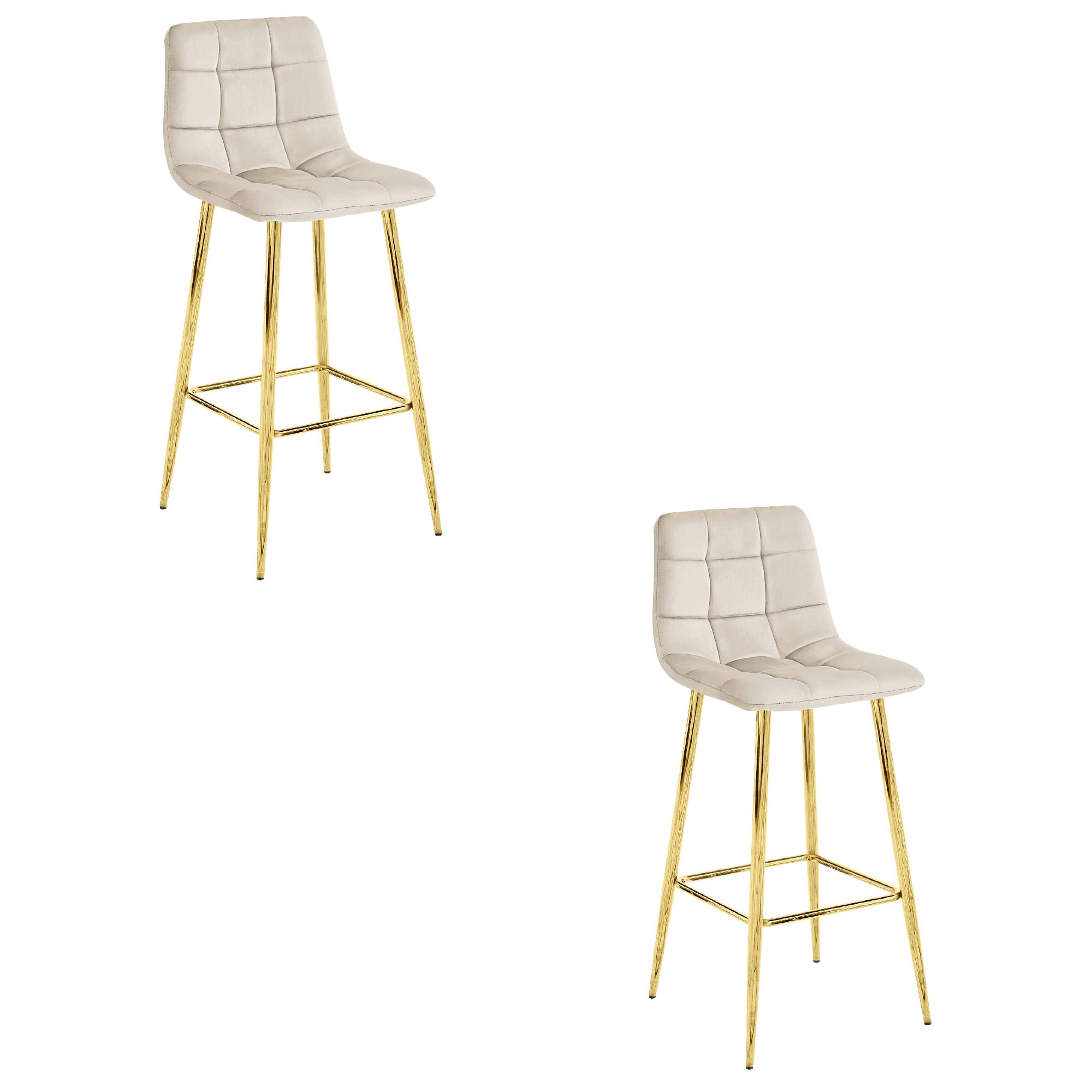2er-Set Barhocker ARCETO in Beige, goldene Beine