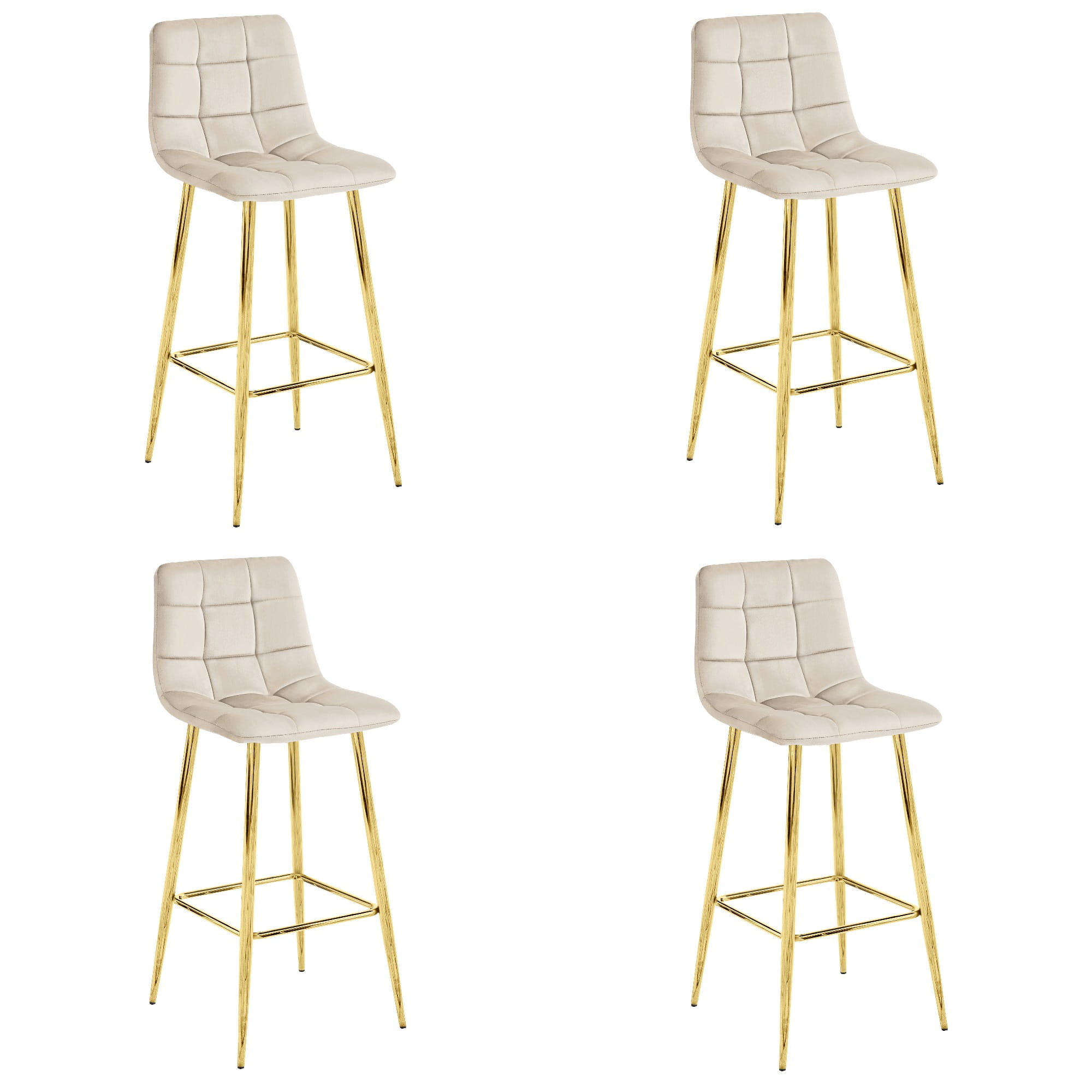 Barhocker ARCETO 4er-Set in Beige mit goldenen Beinen