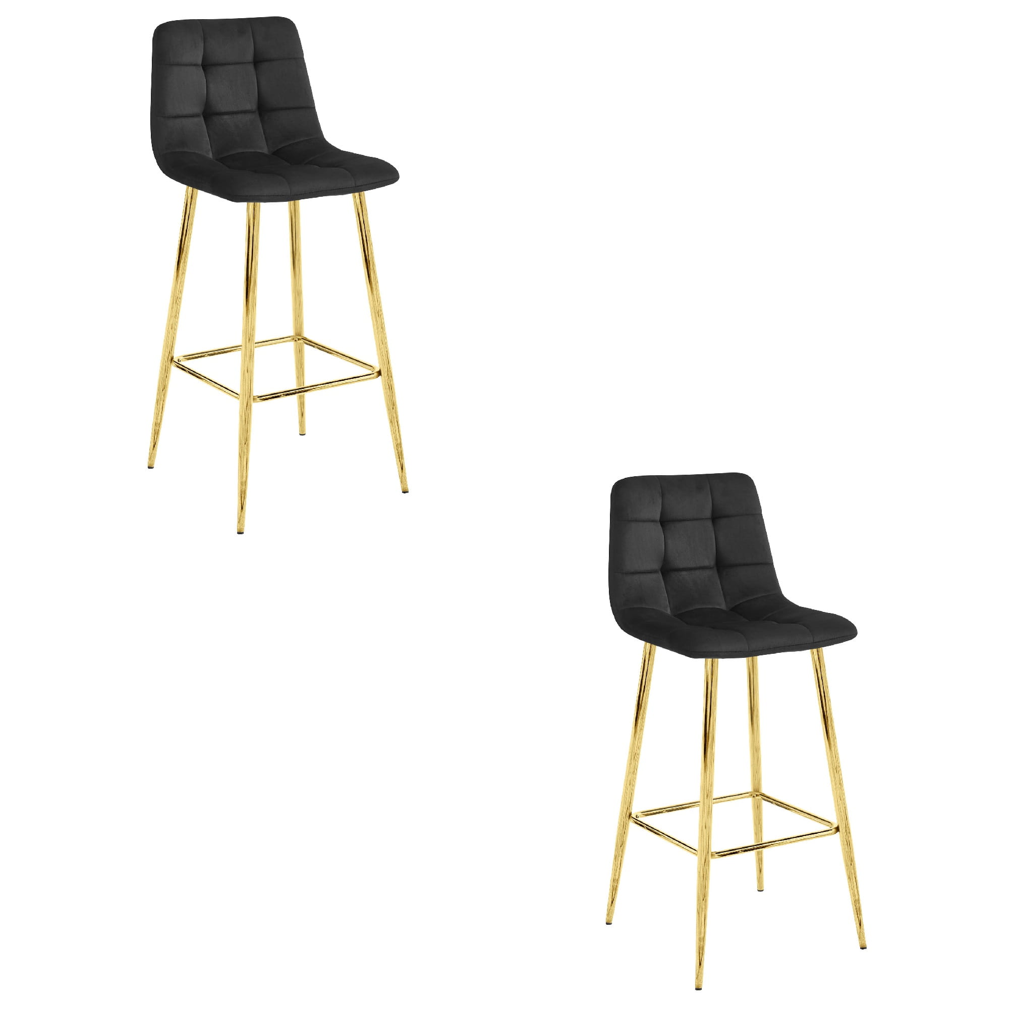 Barhocker ARCETO in Schwarz mit goldenen Beinen, 2er-Set
