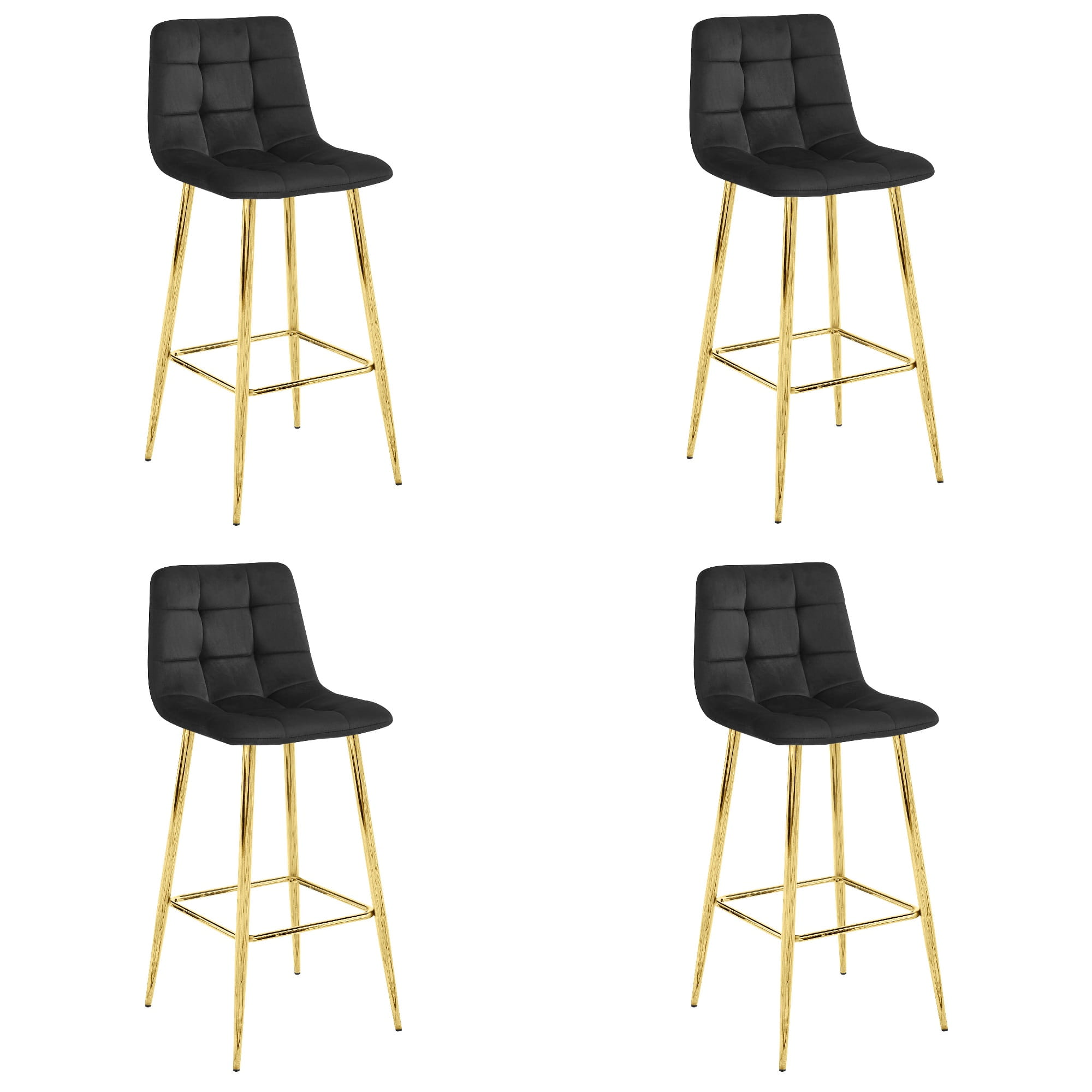 Barhocker ARCETO in Schwarz mit goldenen Beinen, 4er-Set