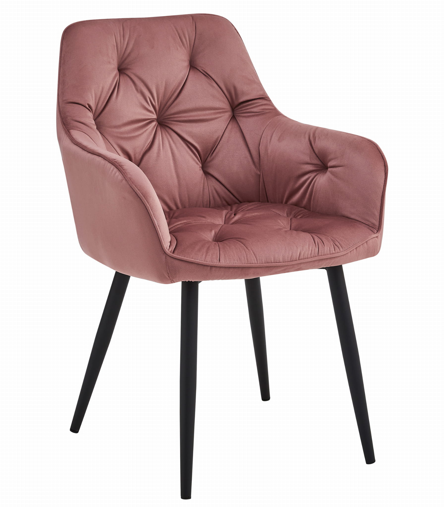Stuhl JORK in Rosa aus Samt mit schwarzen Beinen