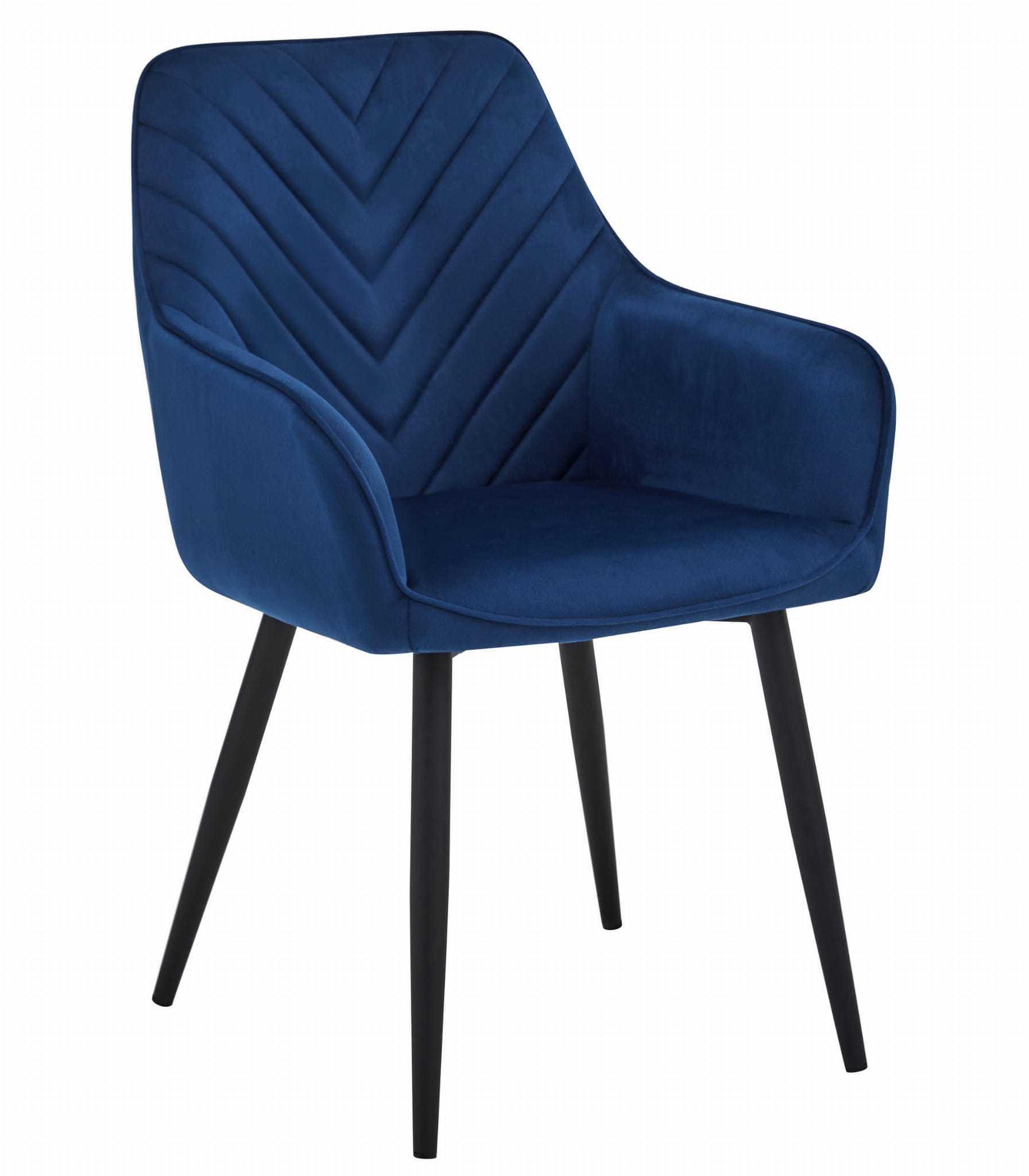 Stuhl NANA in marineblauem Samt mit schwarzen Beinen