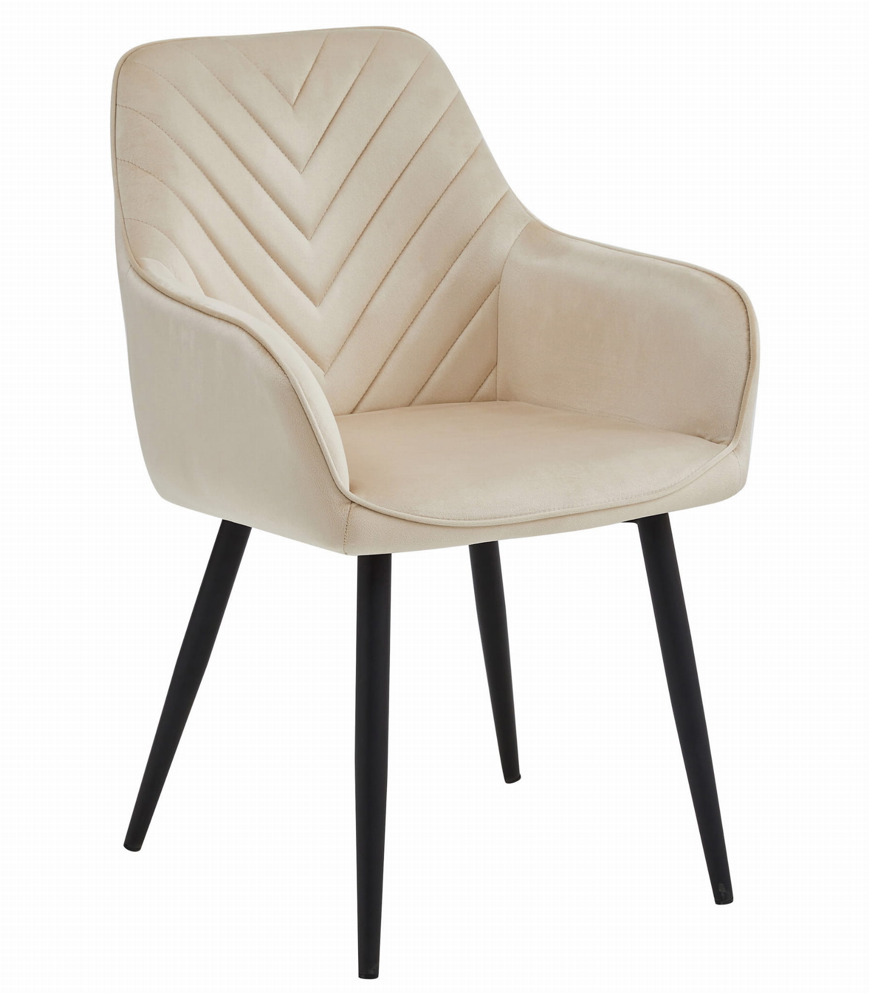 Stuhl NANA in Beige Samt mit schwarzen Metallbeinen