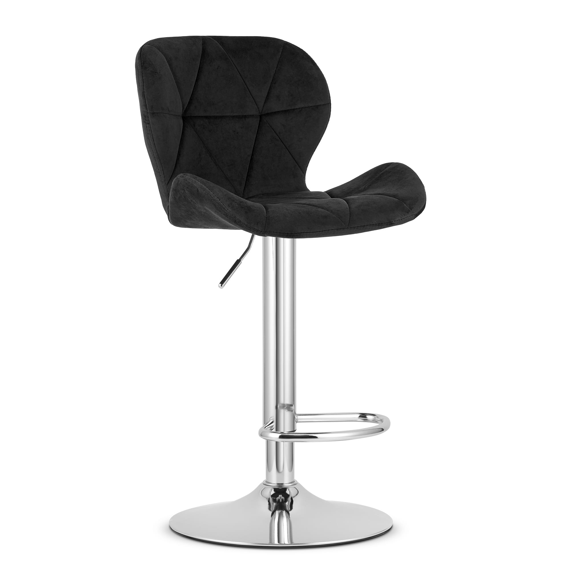 Barhocker WEST in Schwarz aus Samt mit Chromfuß