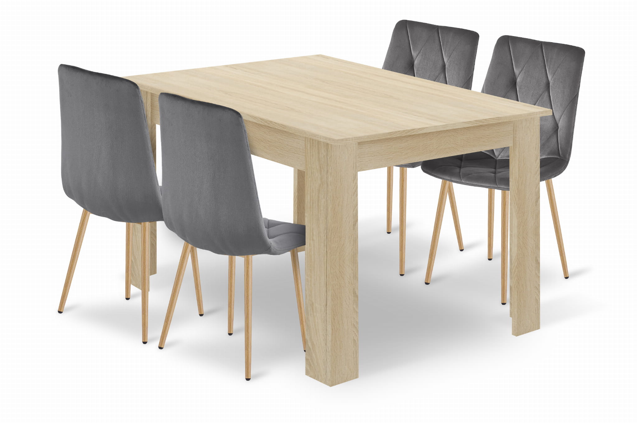 Esstisch NP 120x80 cm Eiche Sonoma mit 4 Stühlen LIBRA grau