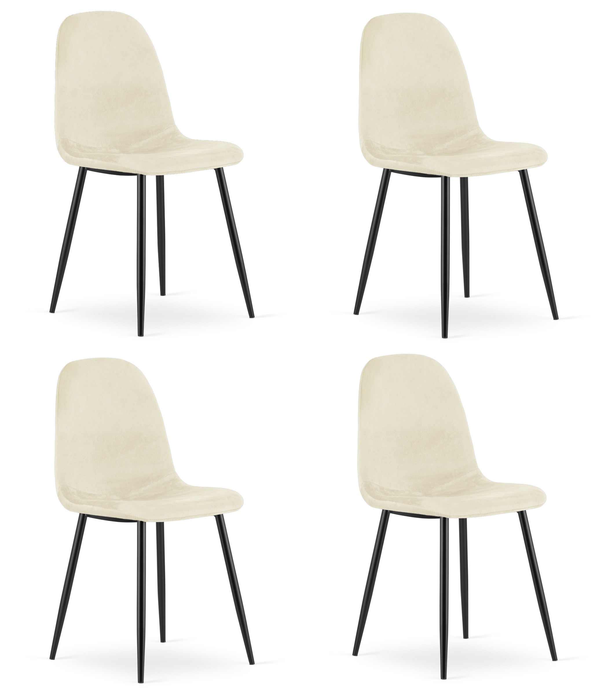 4er-Set Stuhl COMO in Beige aus Samt