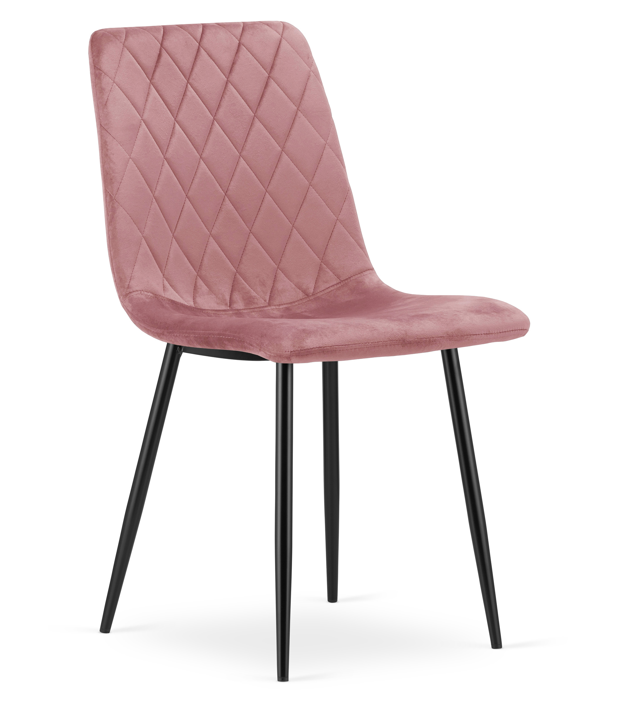 Stuhl TURIN in Rosa aus Samt mit schwarzen Beinen