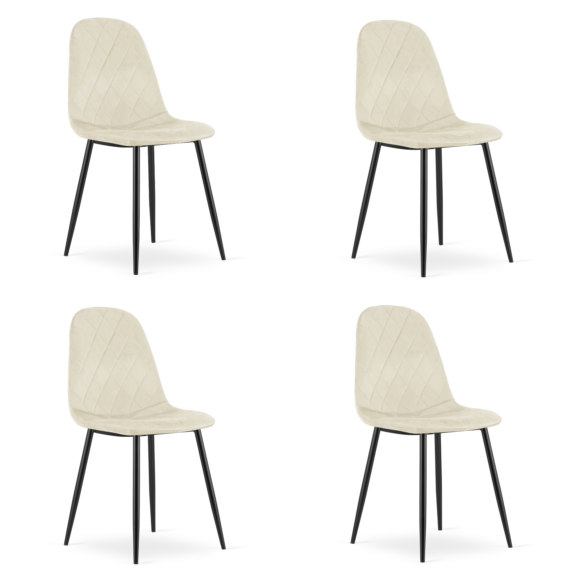 4er-Set Stuhl ASTI in Beige aus Samt