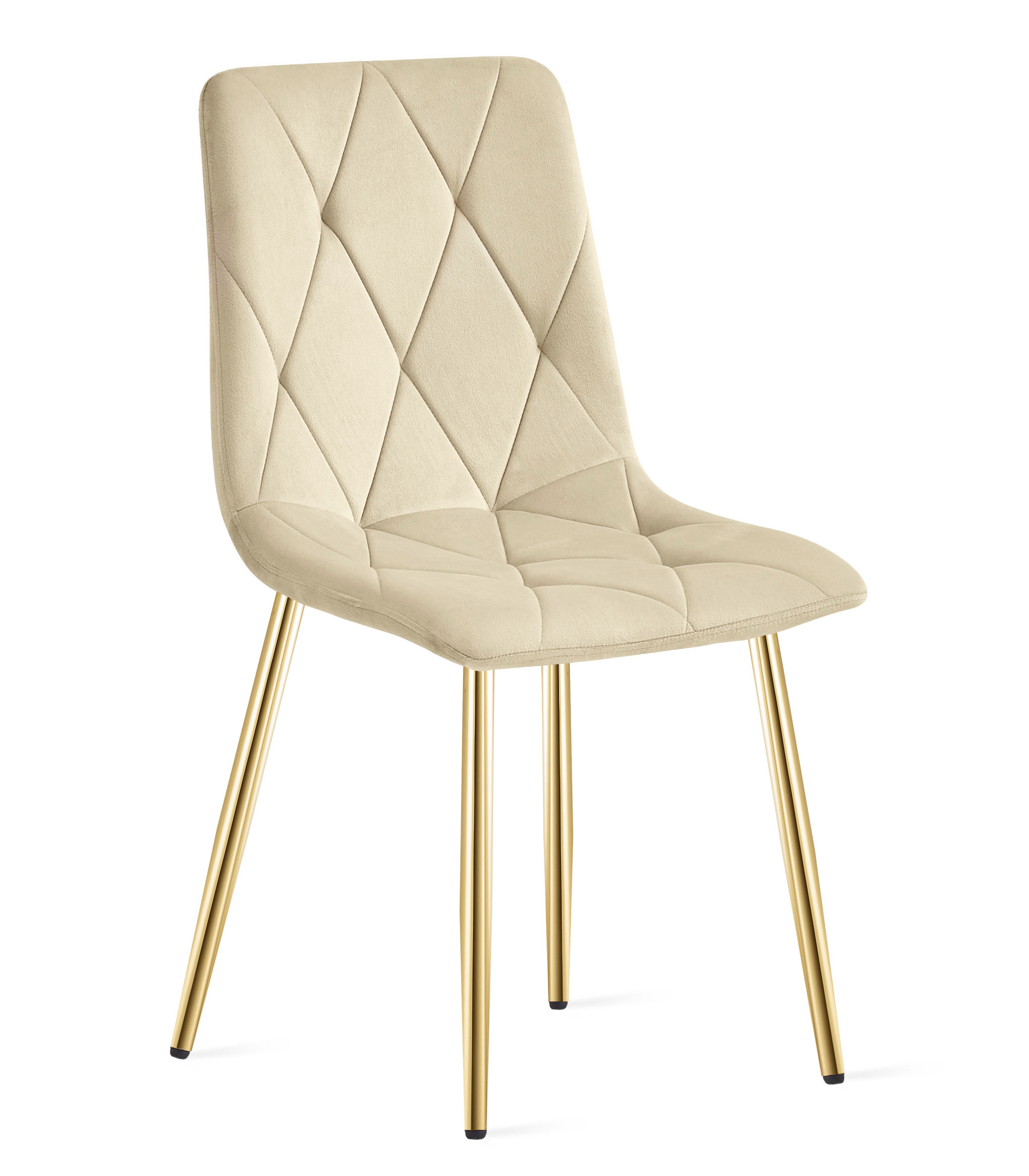 Stuhl LIBRA in hellem Beige mit goldfarbenen Metallbeinen