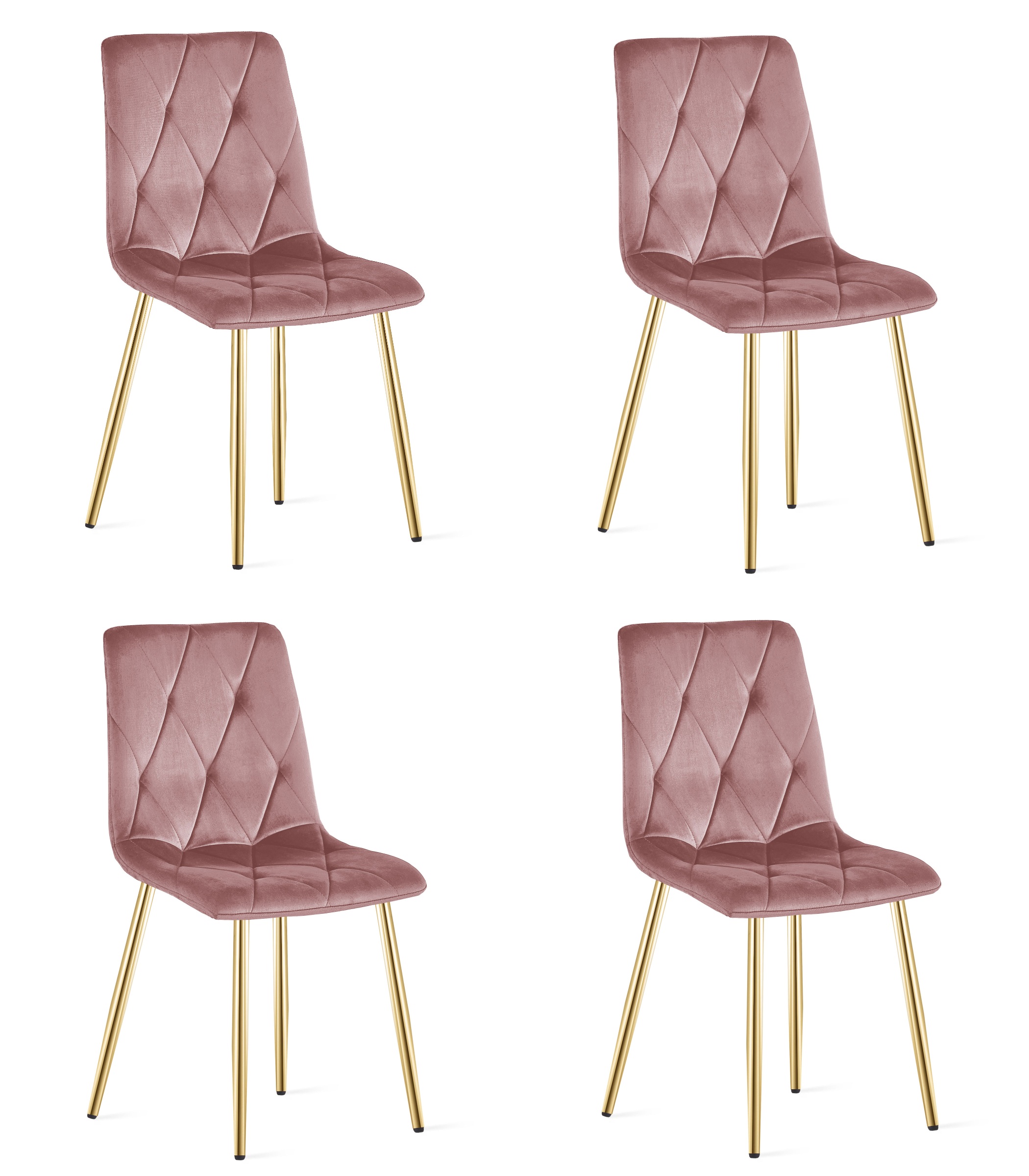 Stuhl LIBRA in Rosa aus Samt mit goldfarbenen Beinen