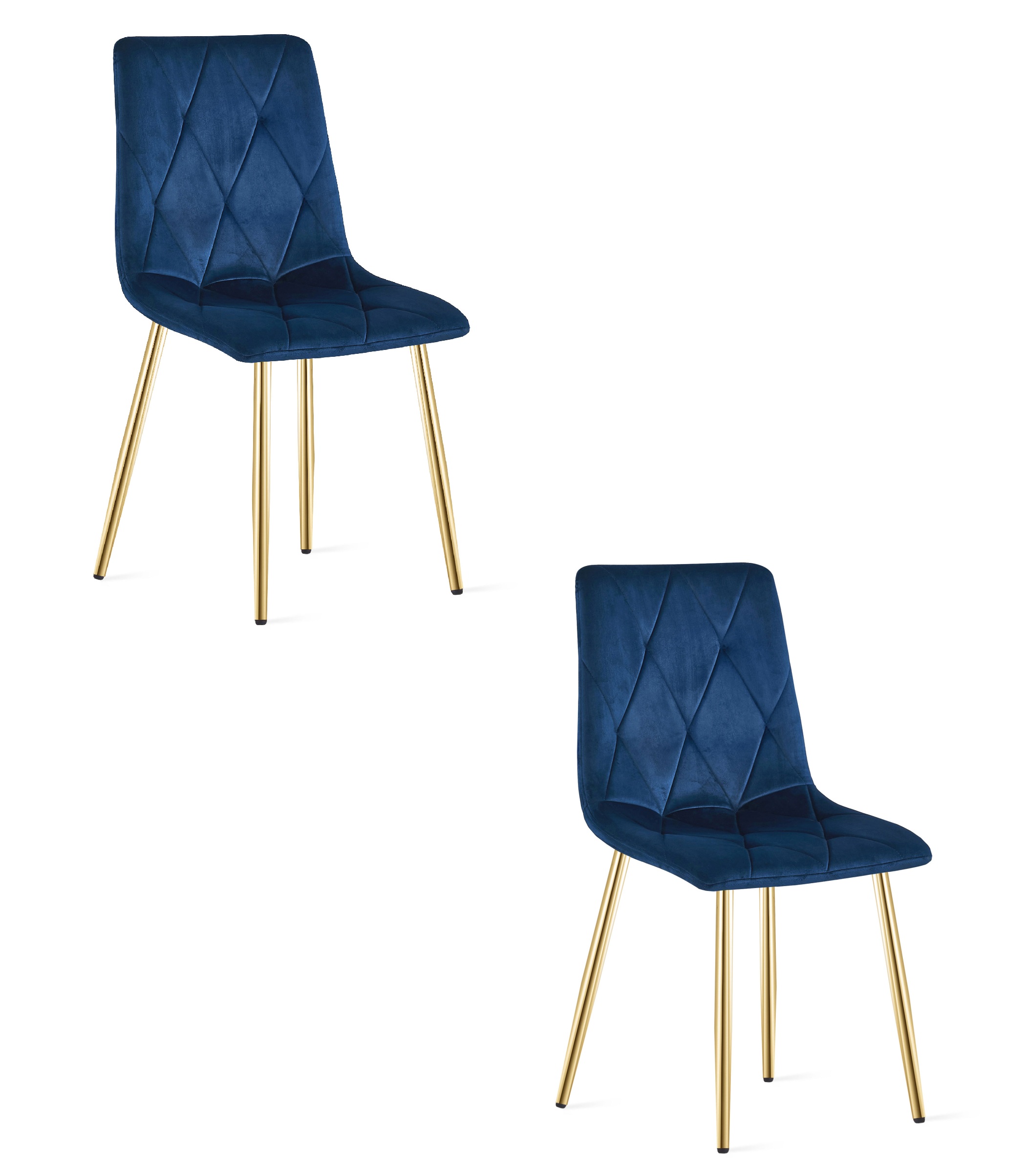 Stuhl LIBRA 2er-Set in Navy-Samt mit goldenen Beinen