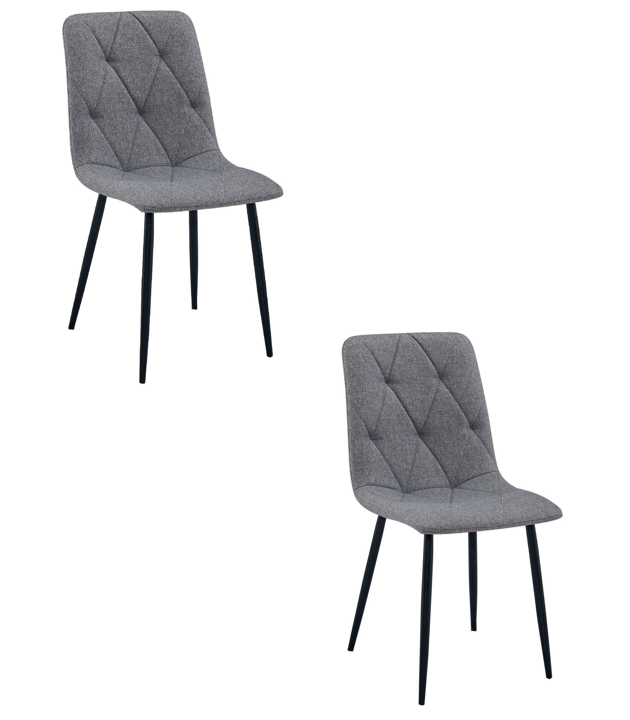 2er-Set Stuhl LIBRA in Dunkelgrau mit schwarzen Metallbeinen
