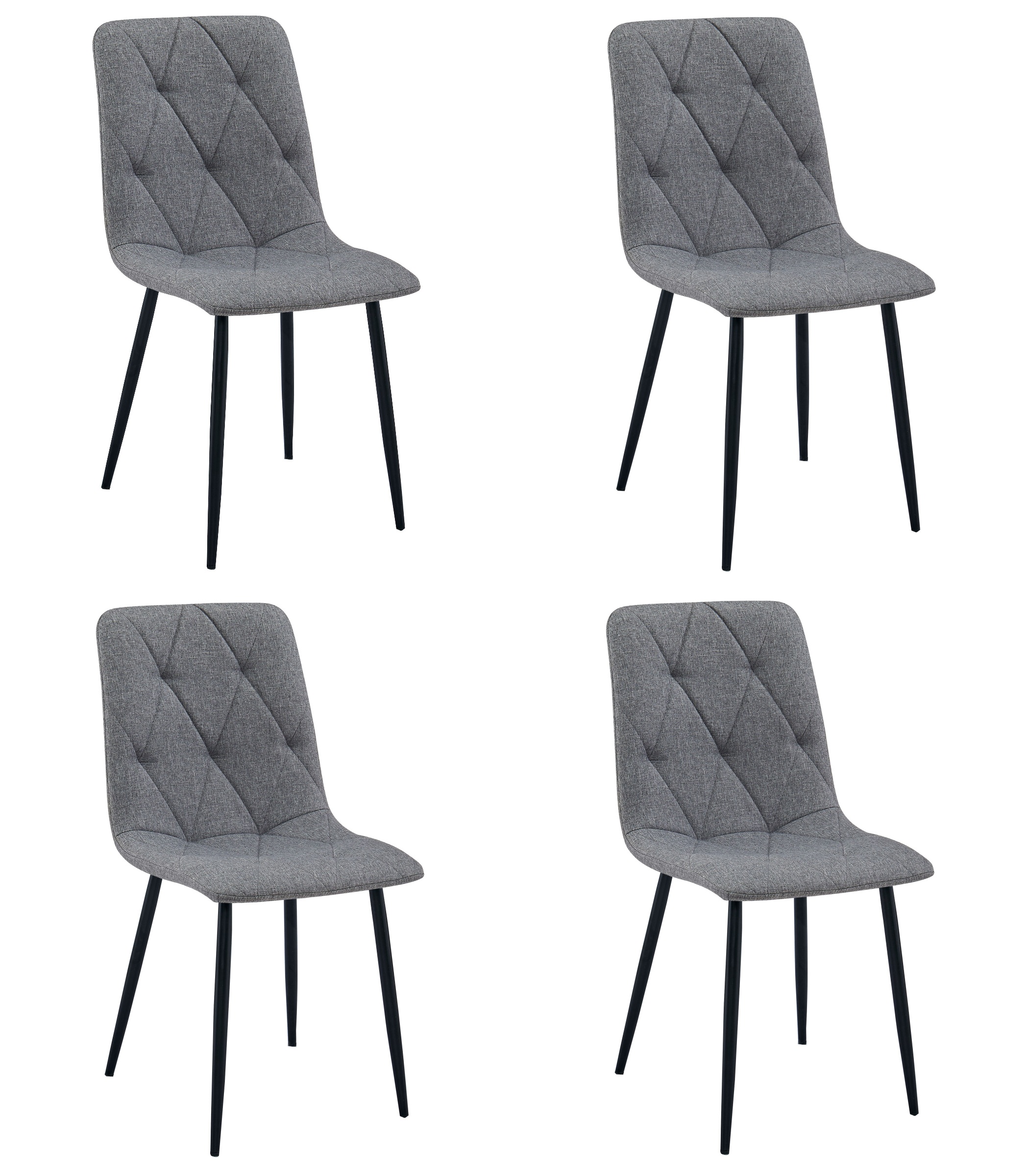 4er-Set Stuhl LIBRA in Dunkelgrau mit schwarzen Metallbeinen