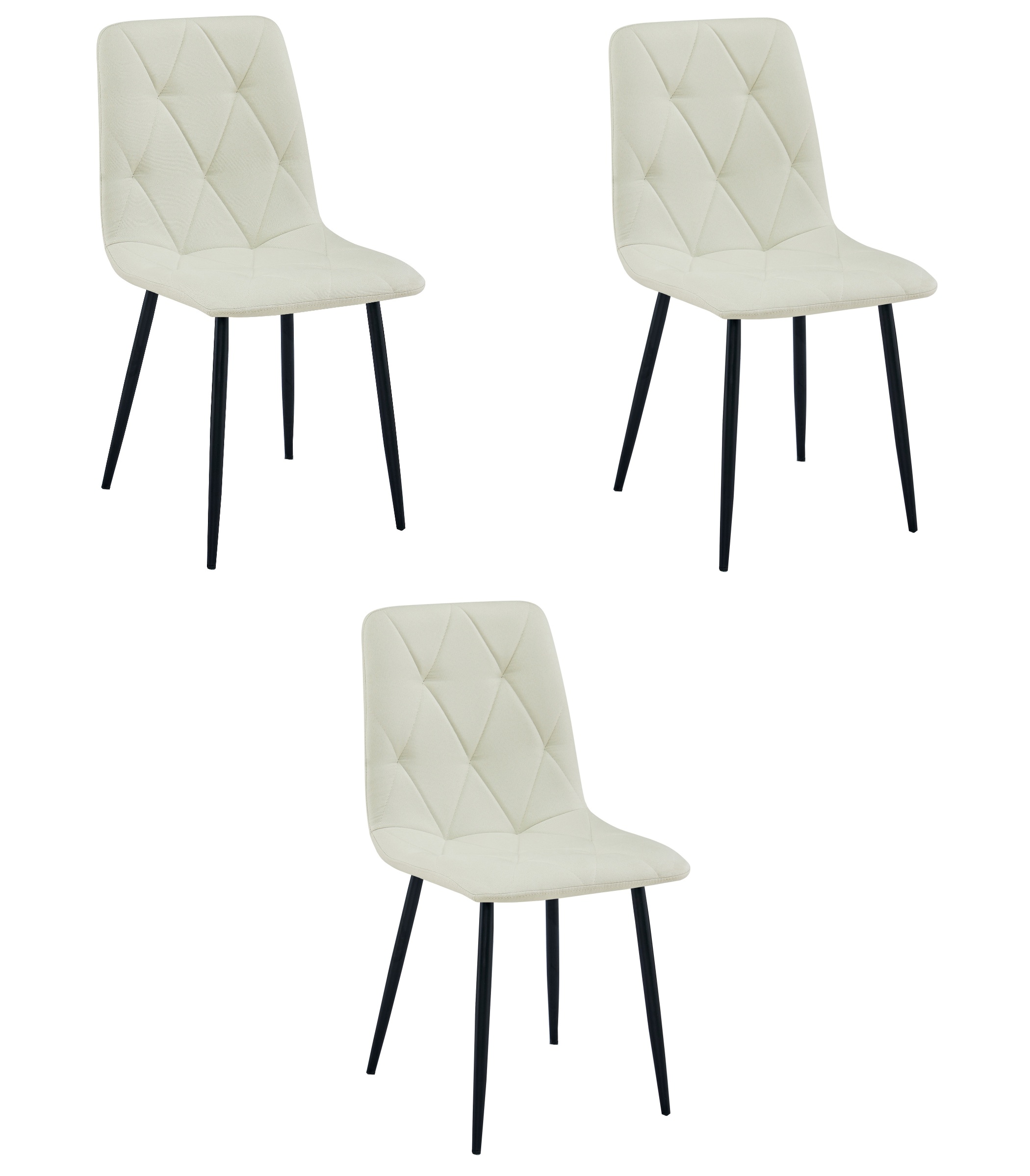 3er-Set Stuhl LIBRA in Beige mit schwarzen Beinen