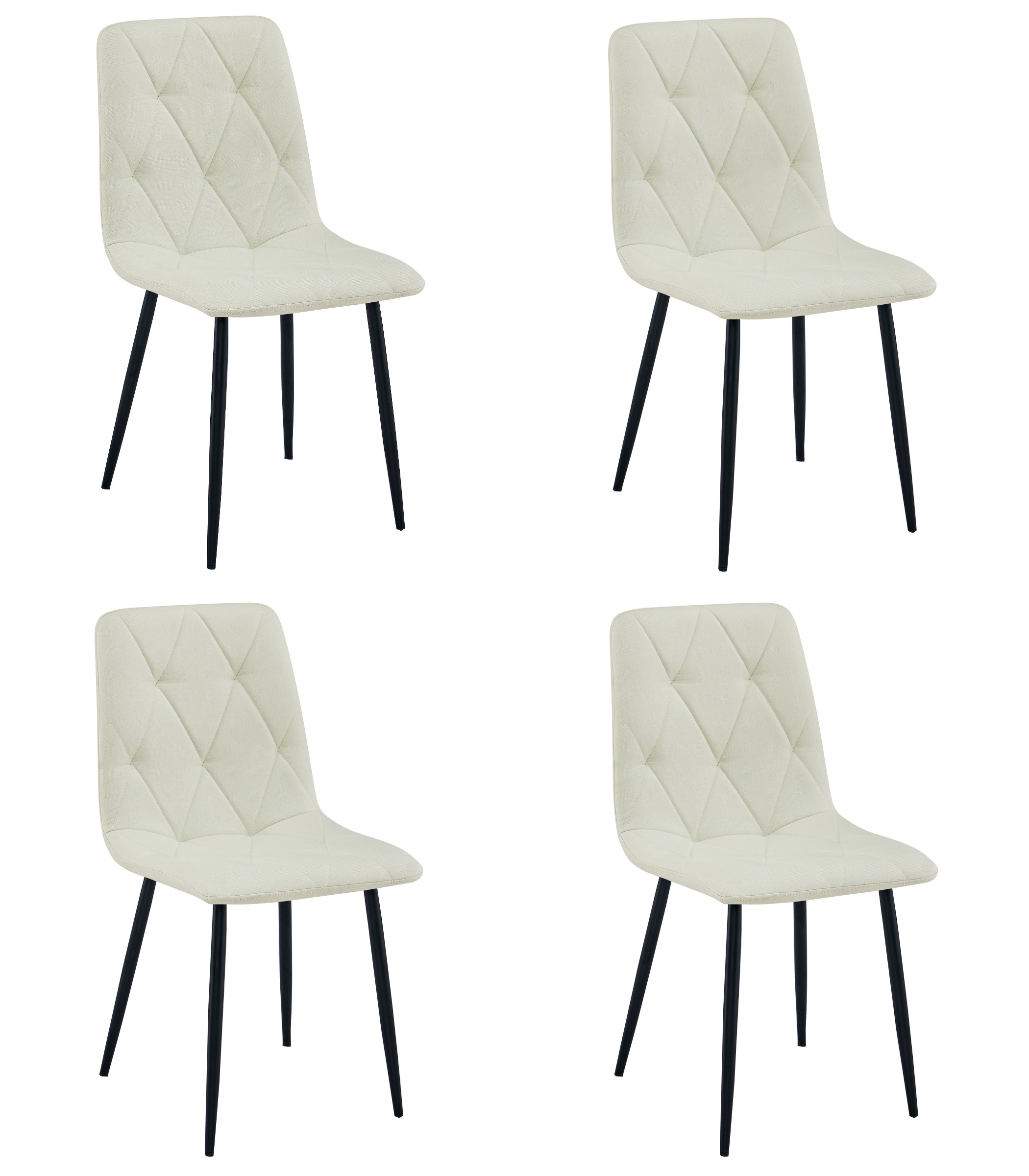 4x Stuhl LIBRA in Beige, Stoff, schwarze Beine