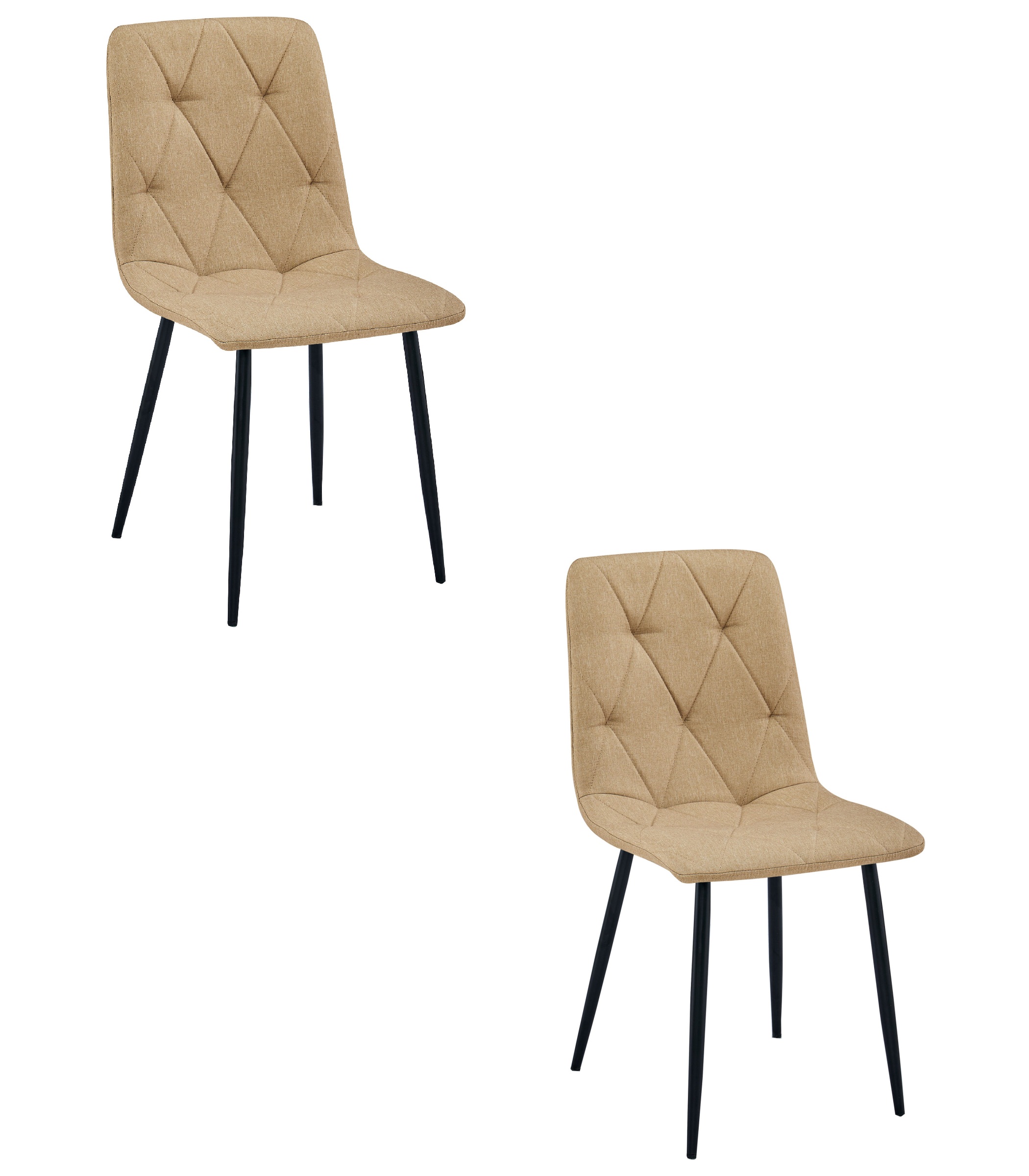 2er-Set Stuhl LIBRA in Braun mit schwarzen Metallbeinen