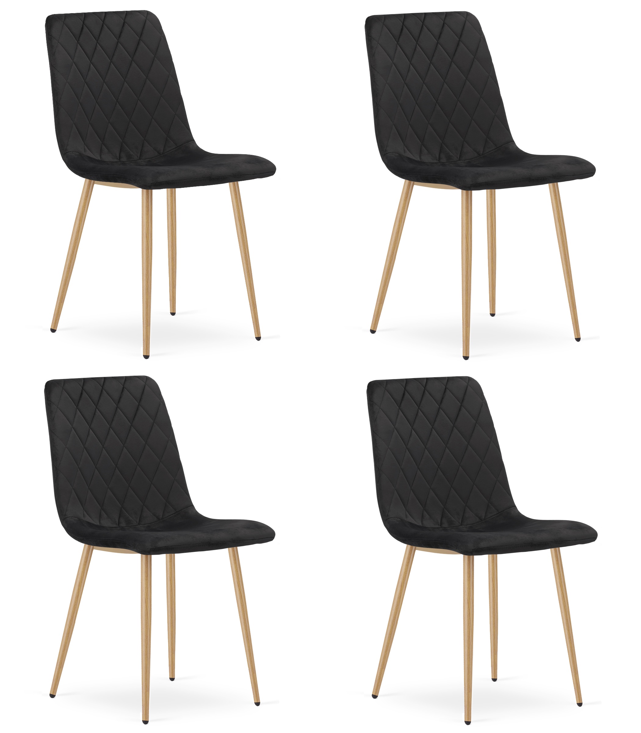 4er-Set Stühle TURIN in Schwarz, Beine in Holzoptik