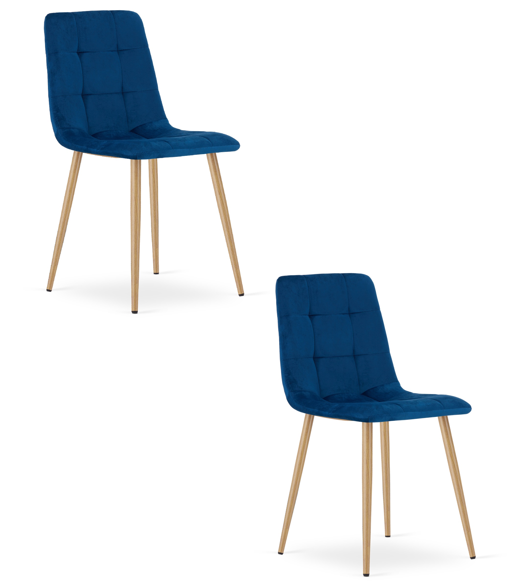 2er-Set Stuhl KARA in Navy-Samt, Beine holzfarbig