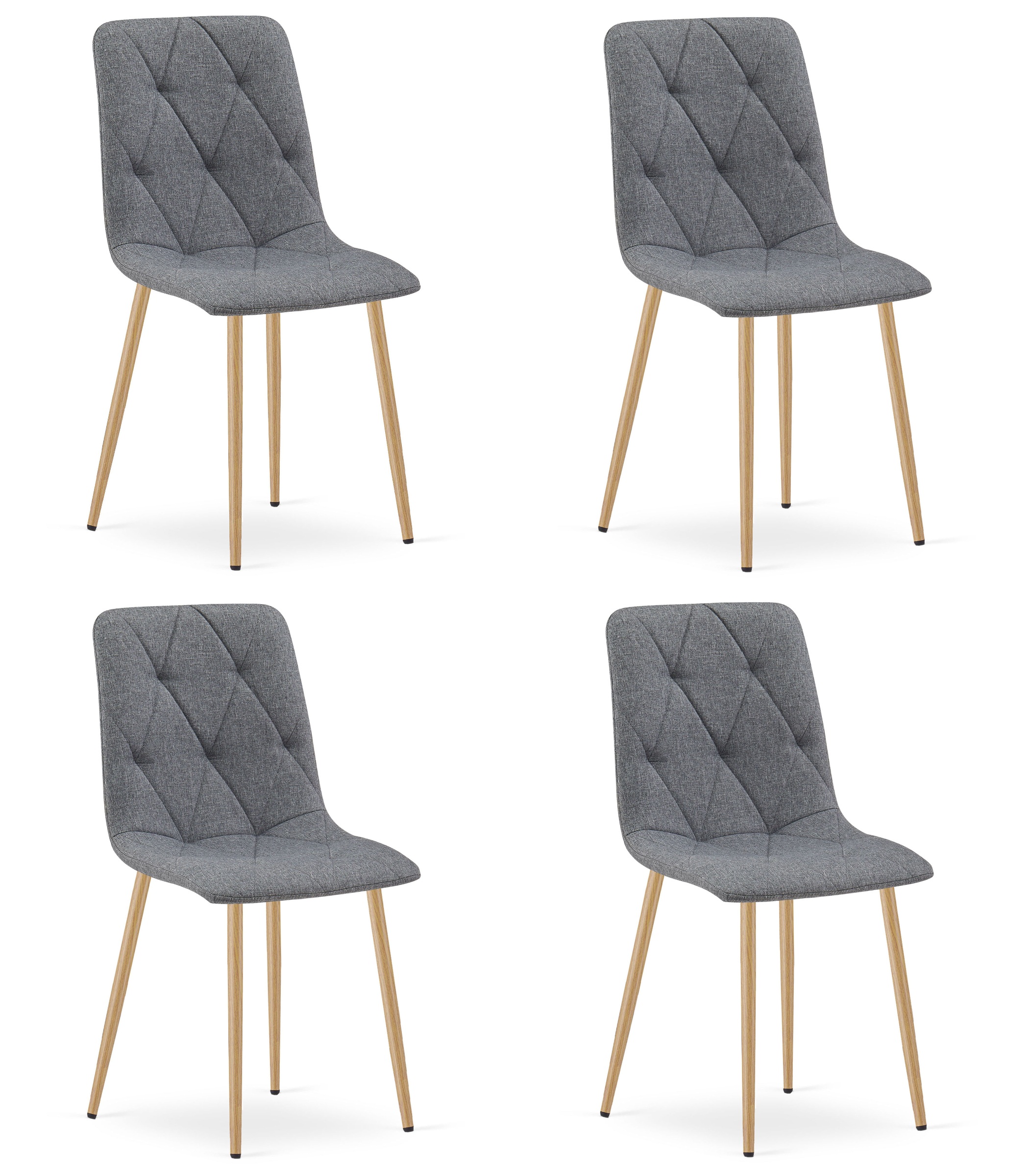 4er-Set Stuhl LIBRA in Dunkelgrau mit Holzoptik-Beinen